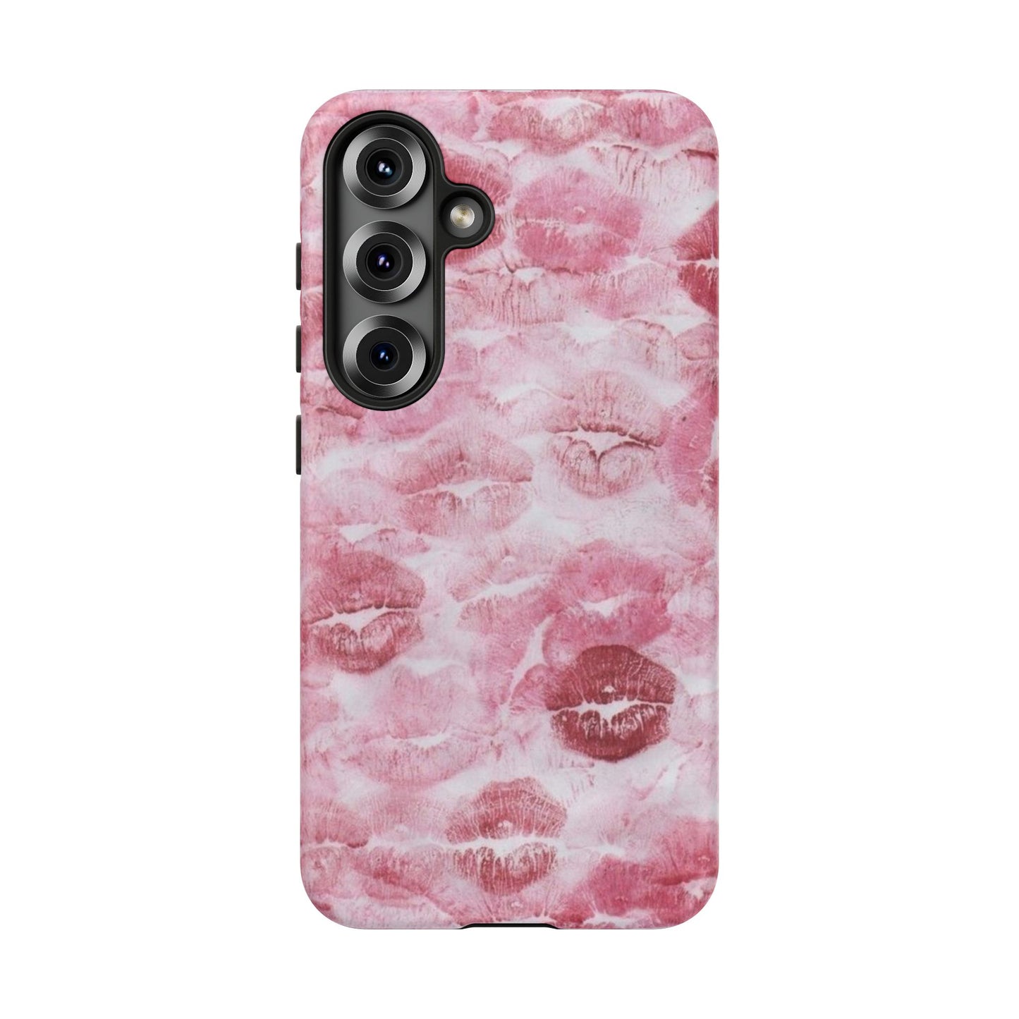 Kiss Print Tough Phone Case — Pink Marble Lip Pattern, Protective iPhone Cover