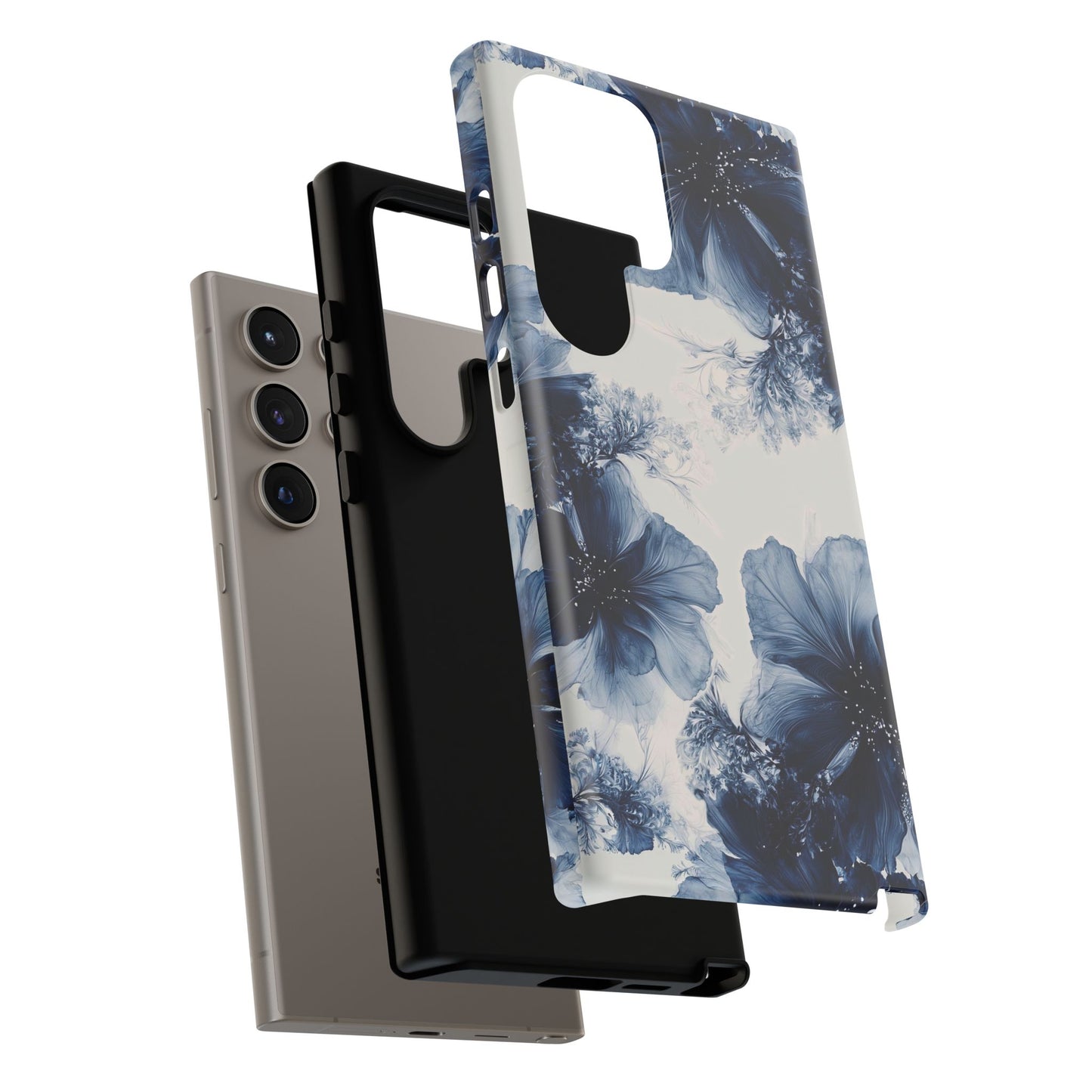 Floral Indigo Tough Phone Case — Blue Botanical Protective Cover