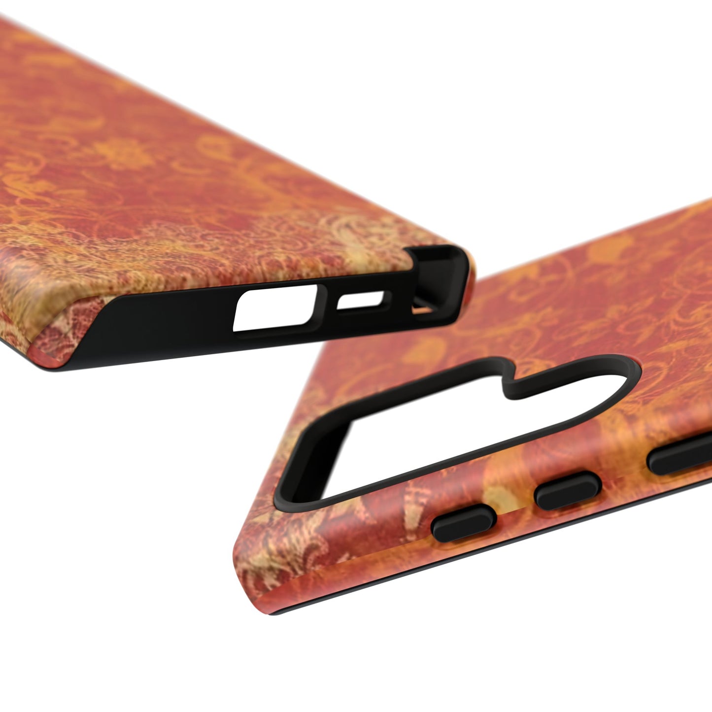 Floral Autumn iPhone Tough Case — Orange Vintage Scroll Design