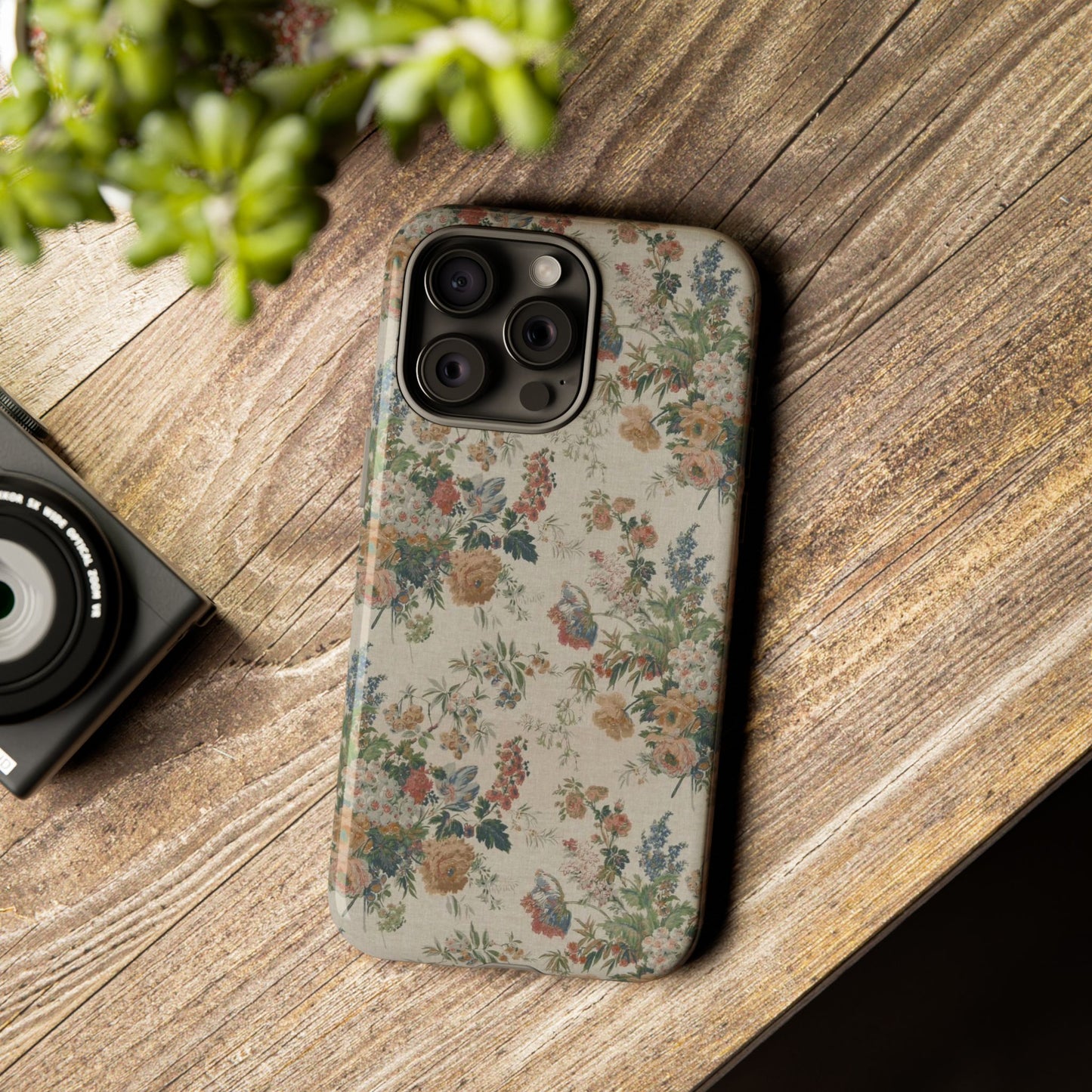Floral Vintage Tough Phone Case – Antique Rose Pattern