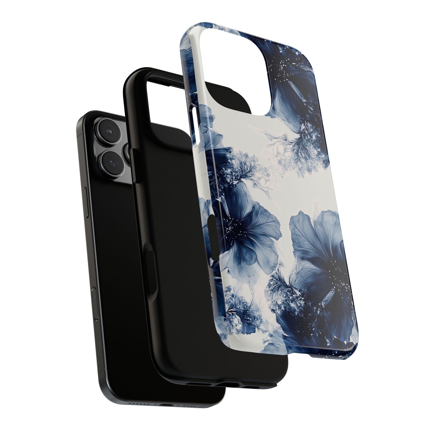 Floral Indigo Tough Phone Case — Blue Botanical Protective Cover