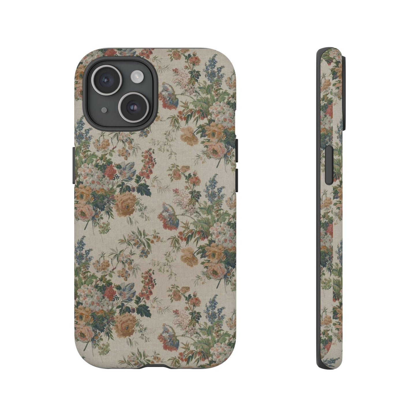 Floral Vintage Tough Phone Case – Antique Rose Pattern