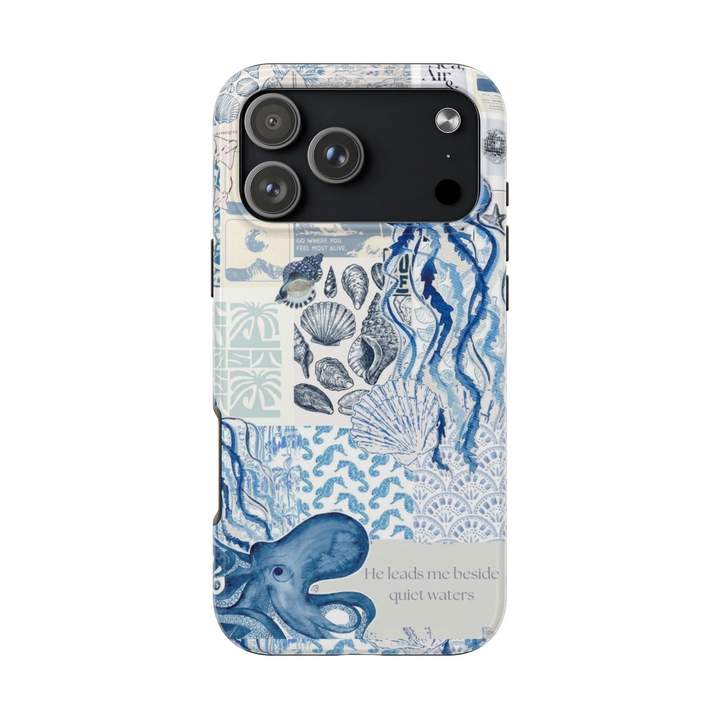 Sea Collage Tough Phone Case — Blue Jellyfish & Shells Coastal Design