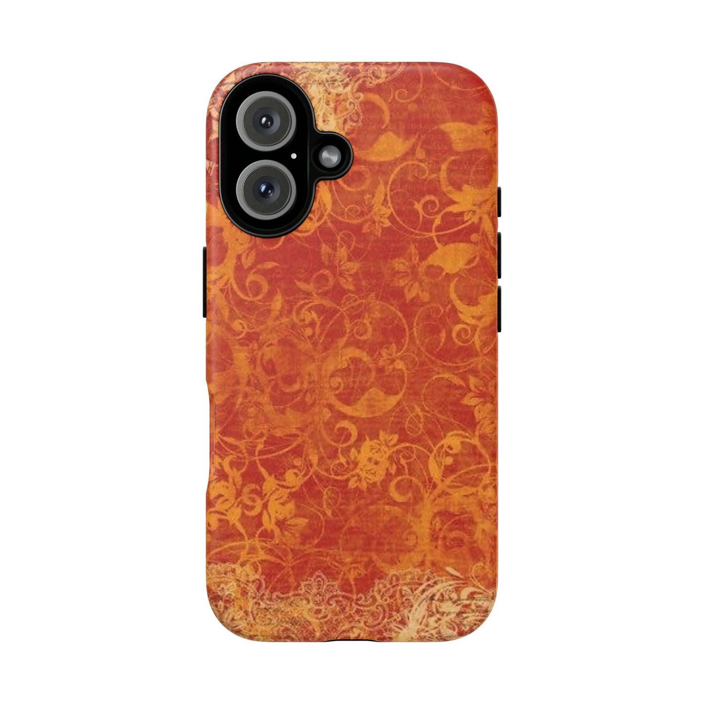 Floral Autumn iPhone Tough Case — Orange Vintage Scroll Design