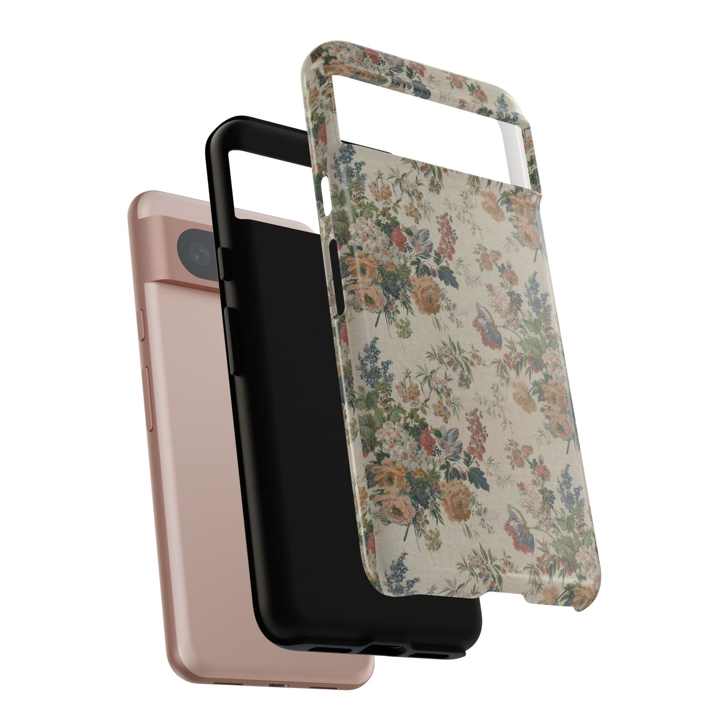 Floral Vintage Tough Phone Case – Antique Rose Pattern