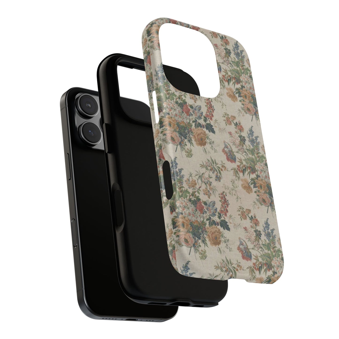 Floral Vintage Tough Phone Case – Antique Rose Pattern