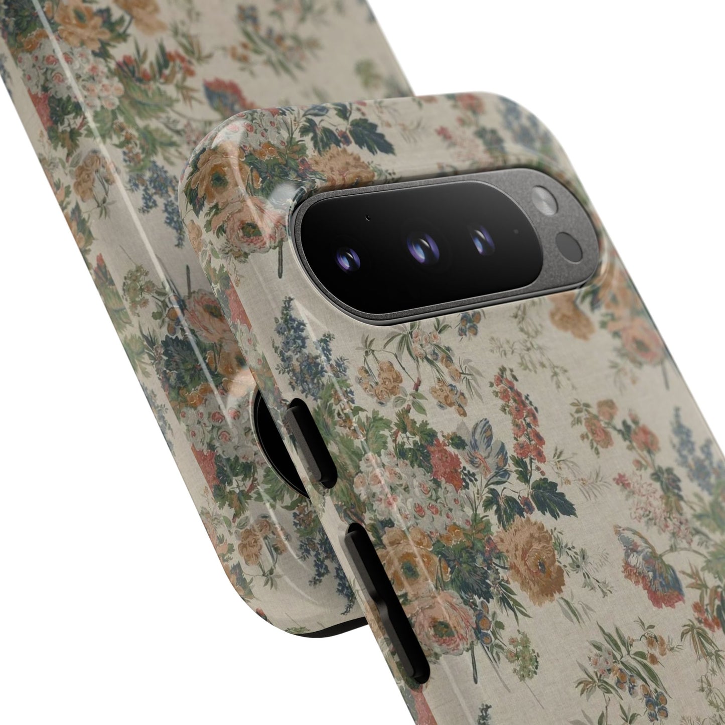 Floral Vintage Tough Phone Case – Antique Rose Pattern