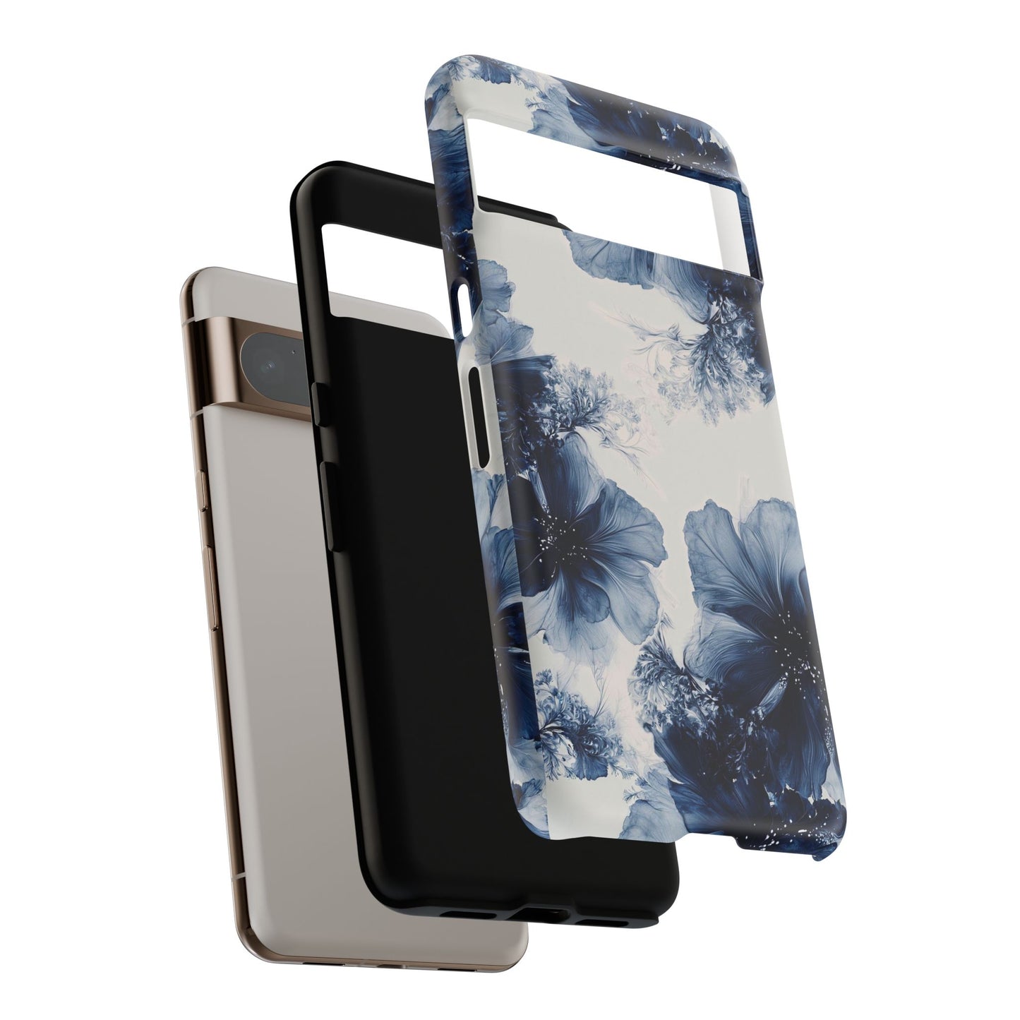 Floral Indigo Tough Phone Case — Blue Botanical Protective Cover
