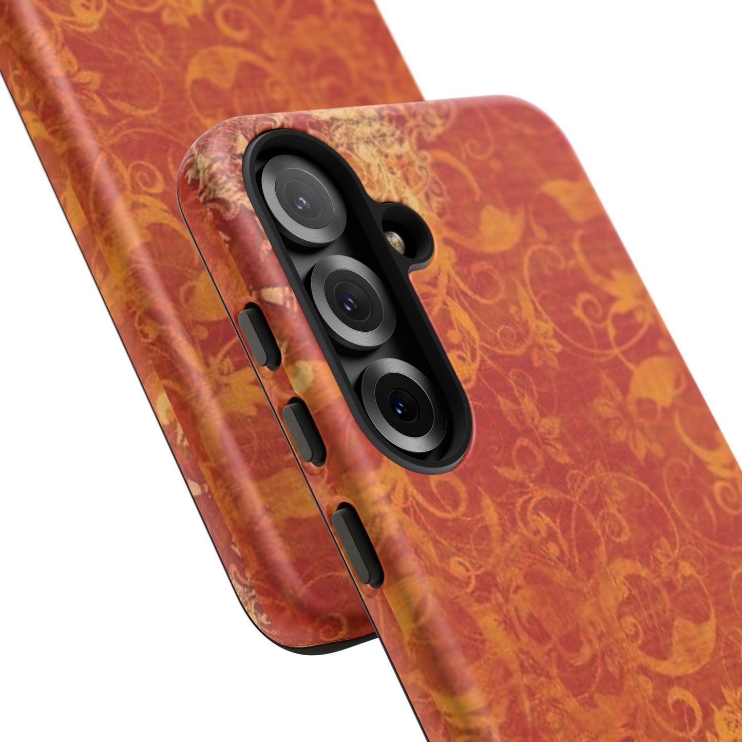 Floral Autumn iPhone Tough Case — Orange Vintage Scroll Design