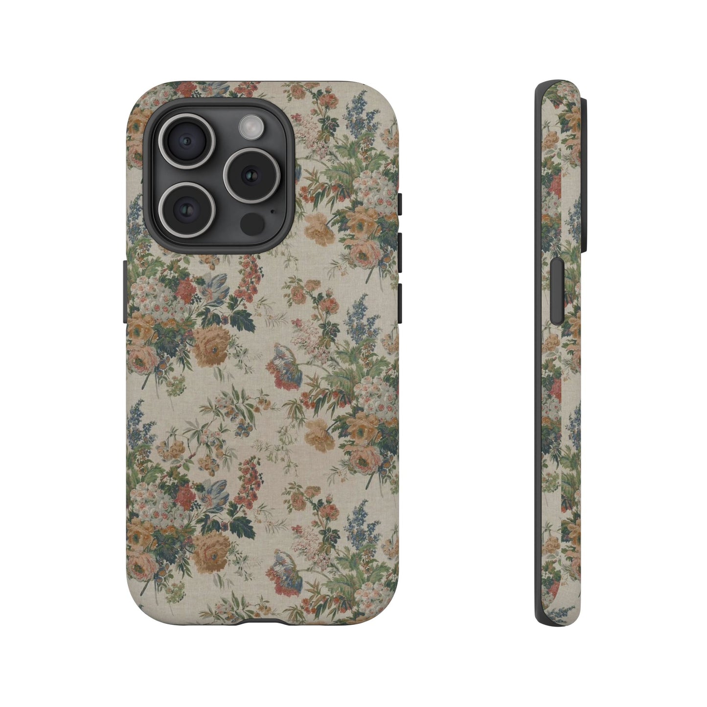 Floral Vintage Tough Phone Case – Antique Rose Pattern