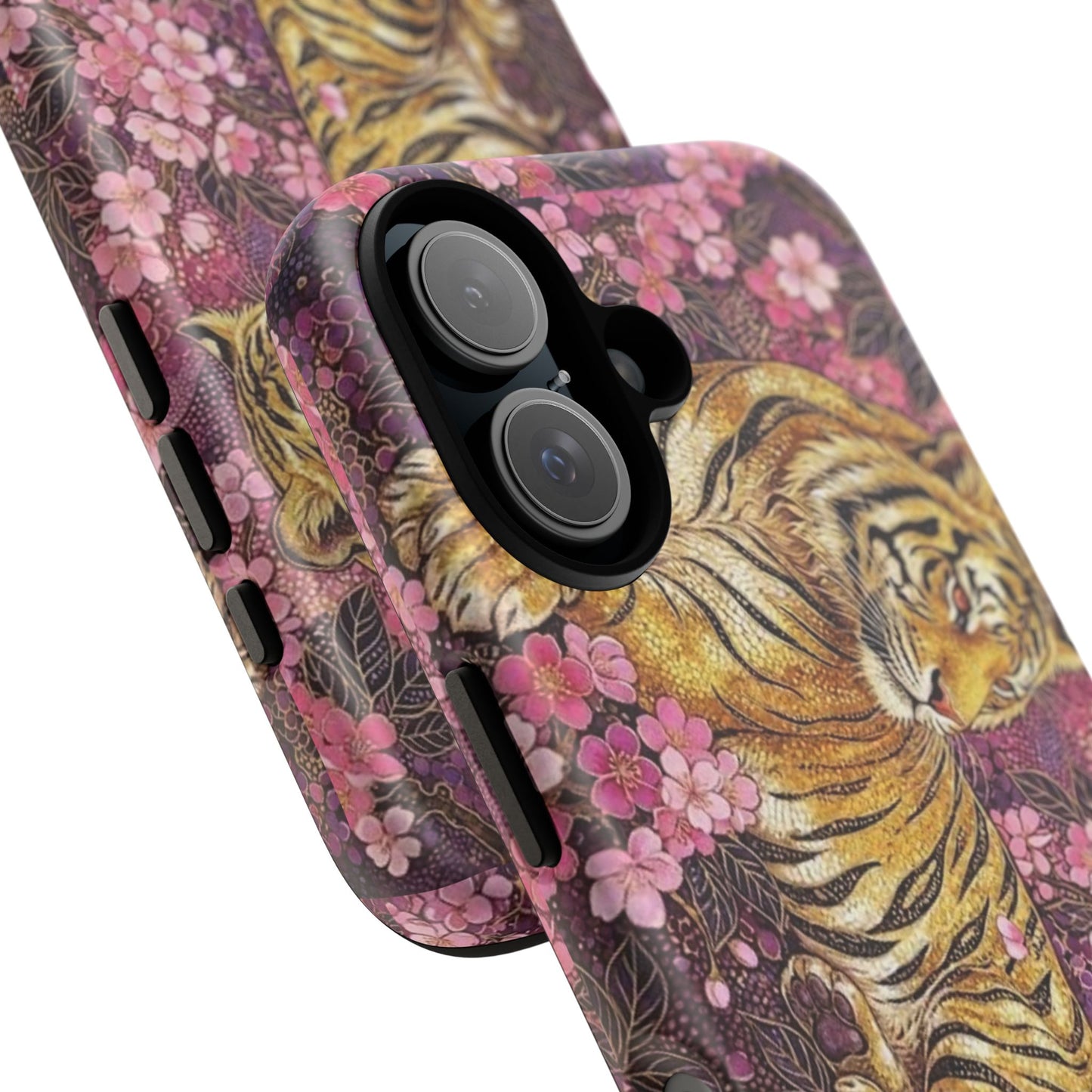 Tiger Floral Phone Case — Vintage Sakura Heavy-Duty Protective Cover