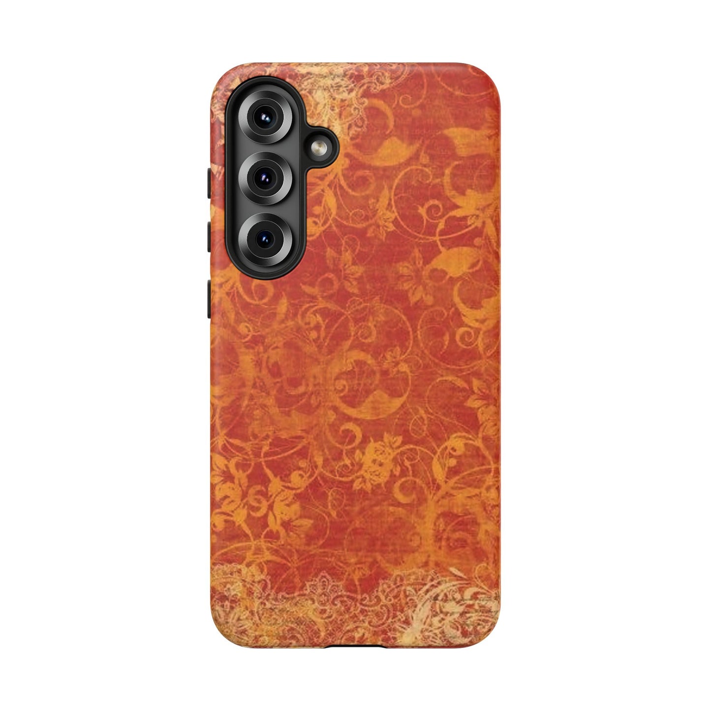 Floral Autumn iPhone Tough Case — Orange Vintage Scroll Design