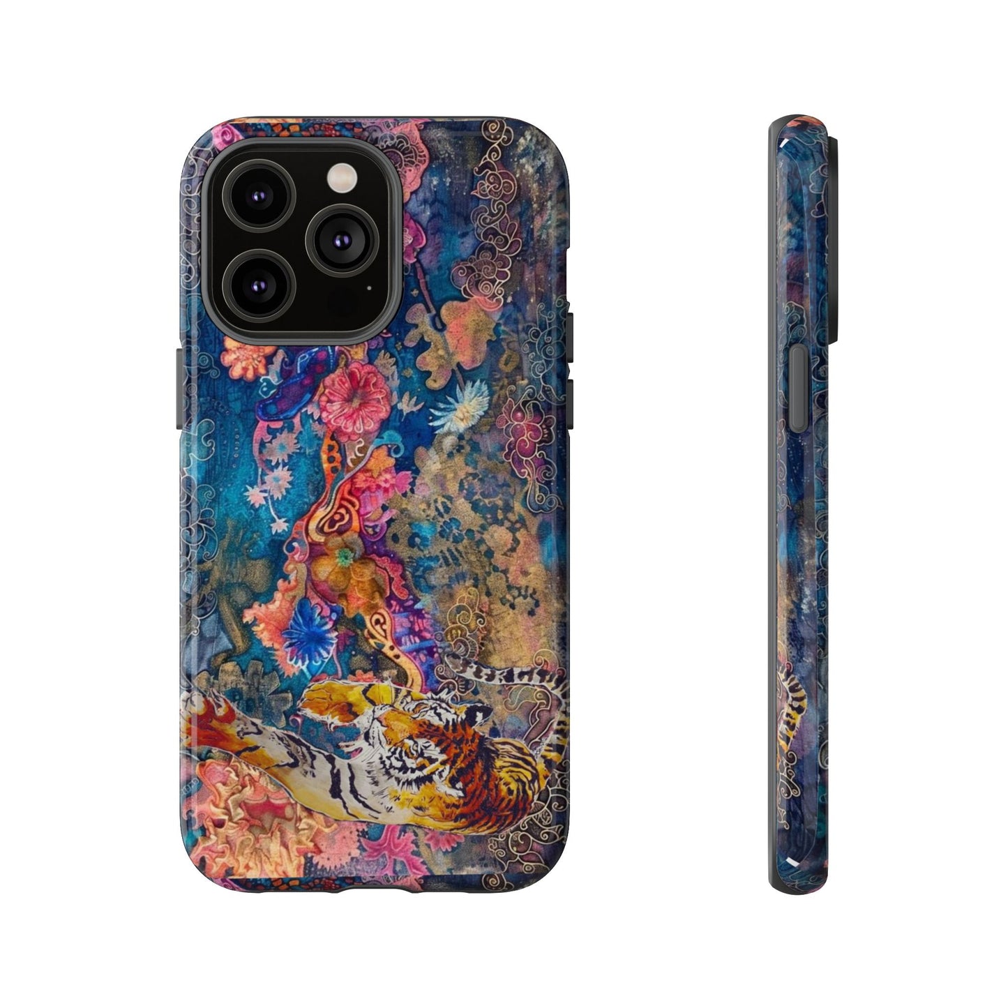 Phone Case - Colorful Floral Tiger Tough Case