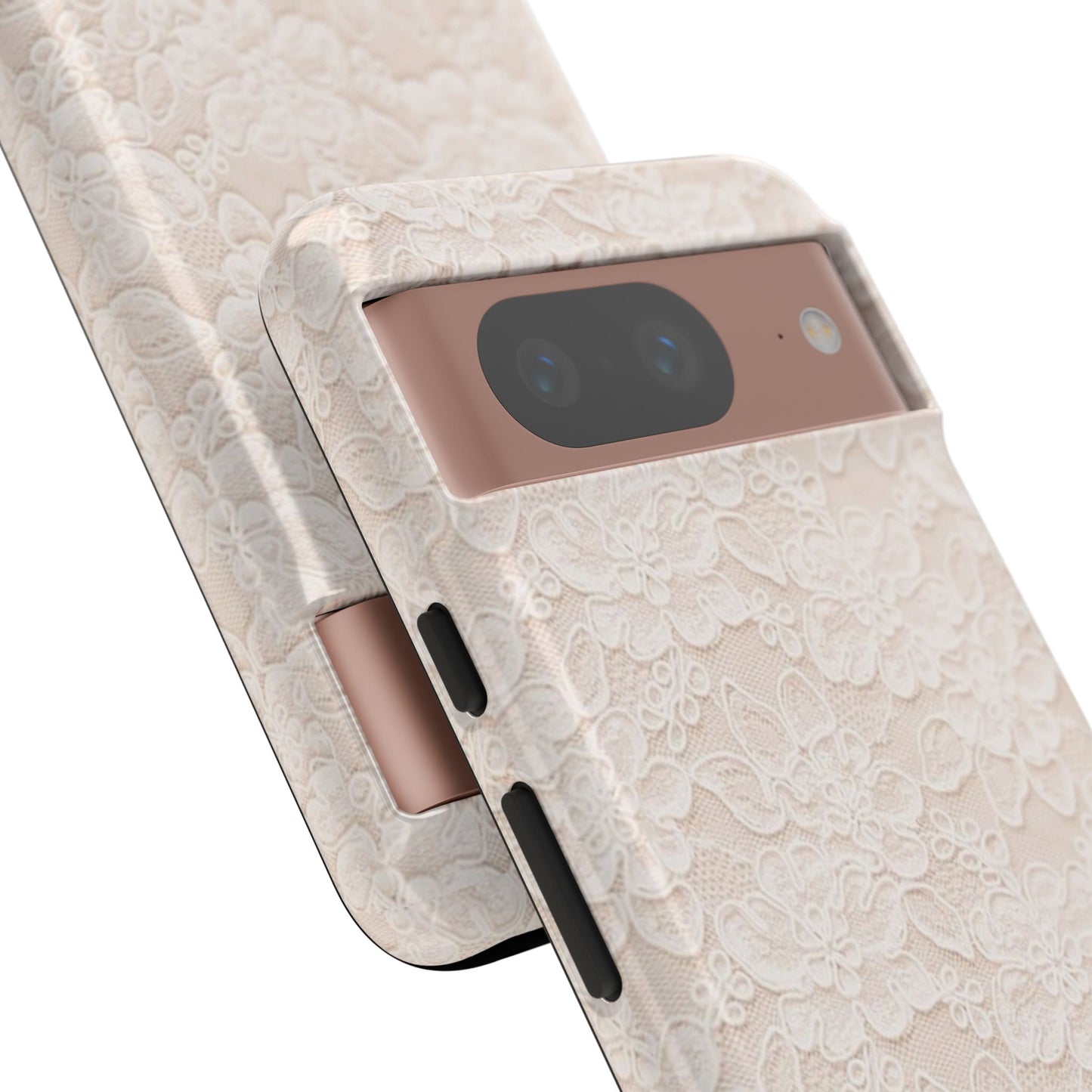 Floral Lace Tough Phone Case – Vintage Ivory Protective Cover