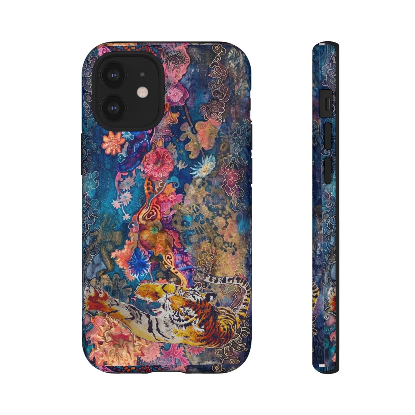 Phone Case - Colorful Floral Tiger Tough Case
