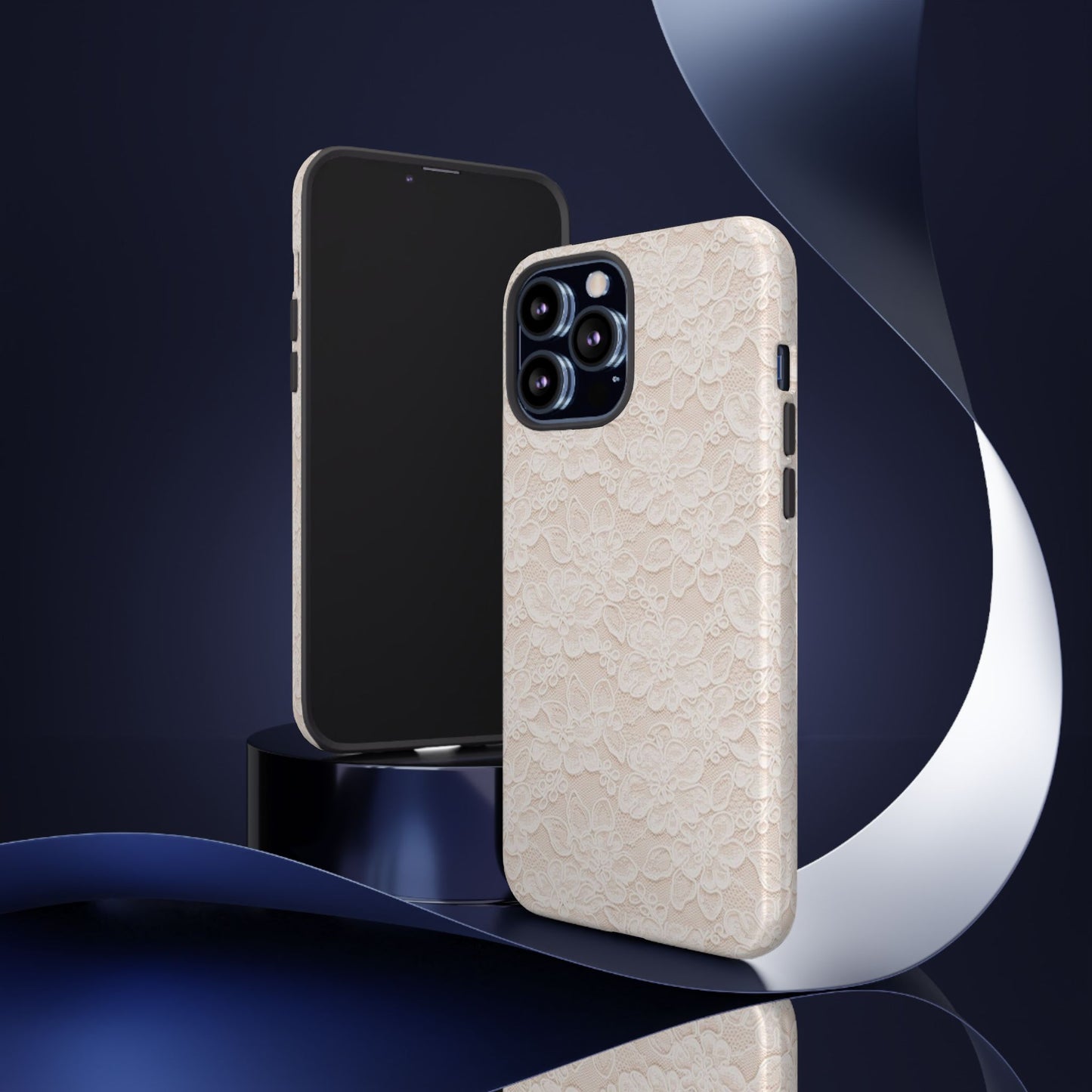 Floral Lace Tough Phone Case – Vintage Ivory Protective Cover