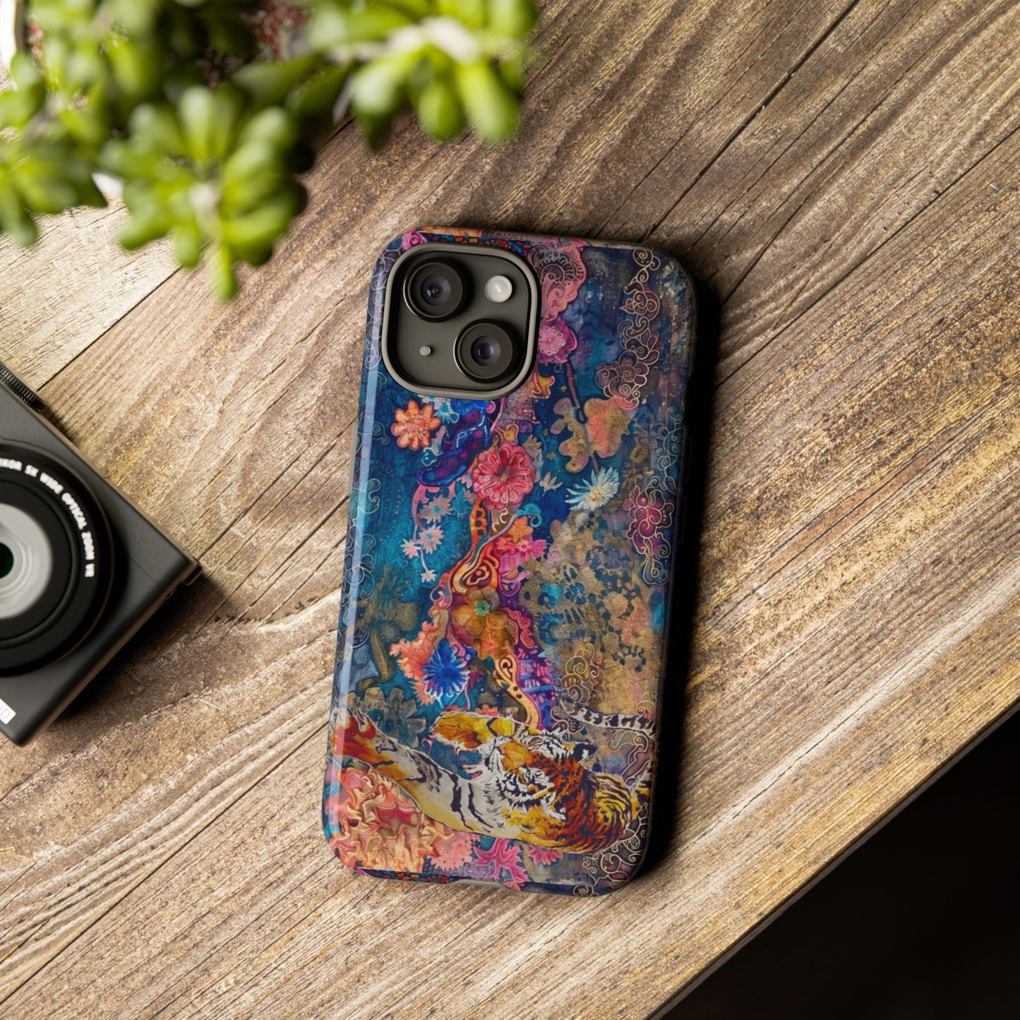 Phone Case - Colorful Floral Tiger Tough Case