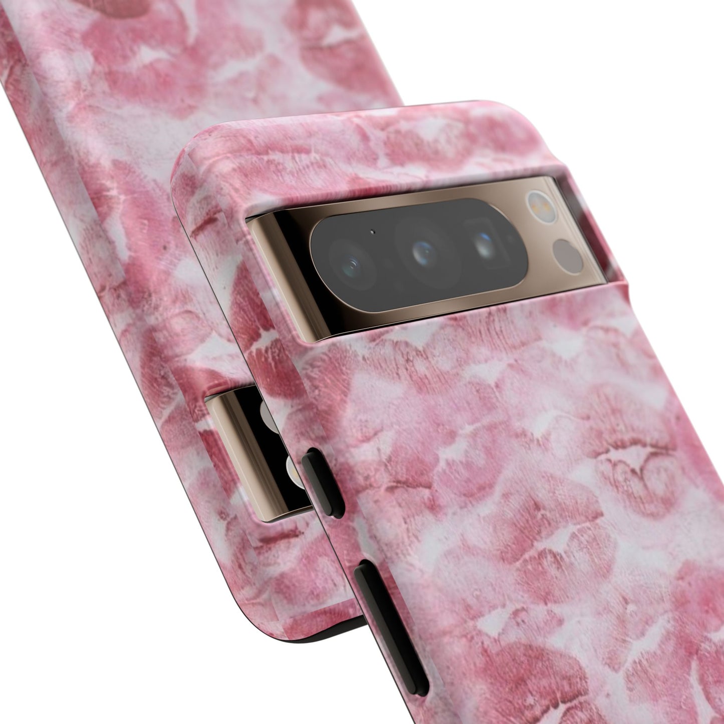 Kiss Print Tough Phone Case — Pink Marble Lip Pattern, Protective iPhone Cover