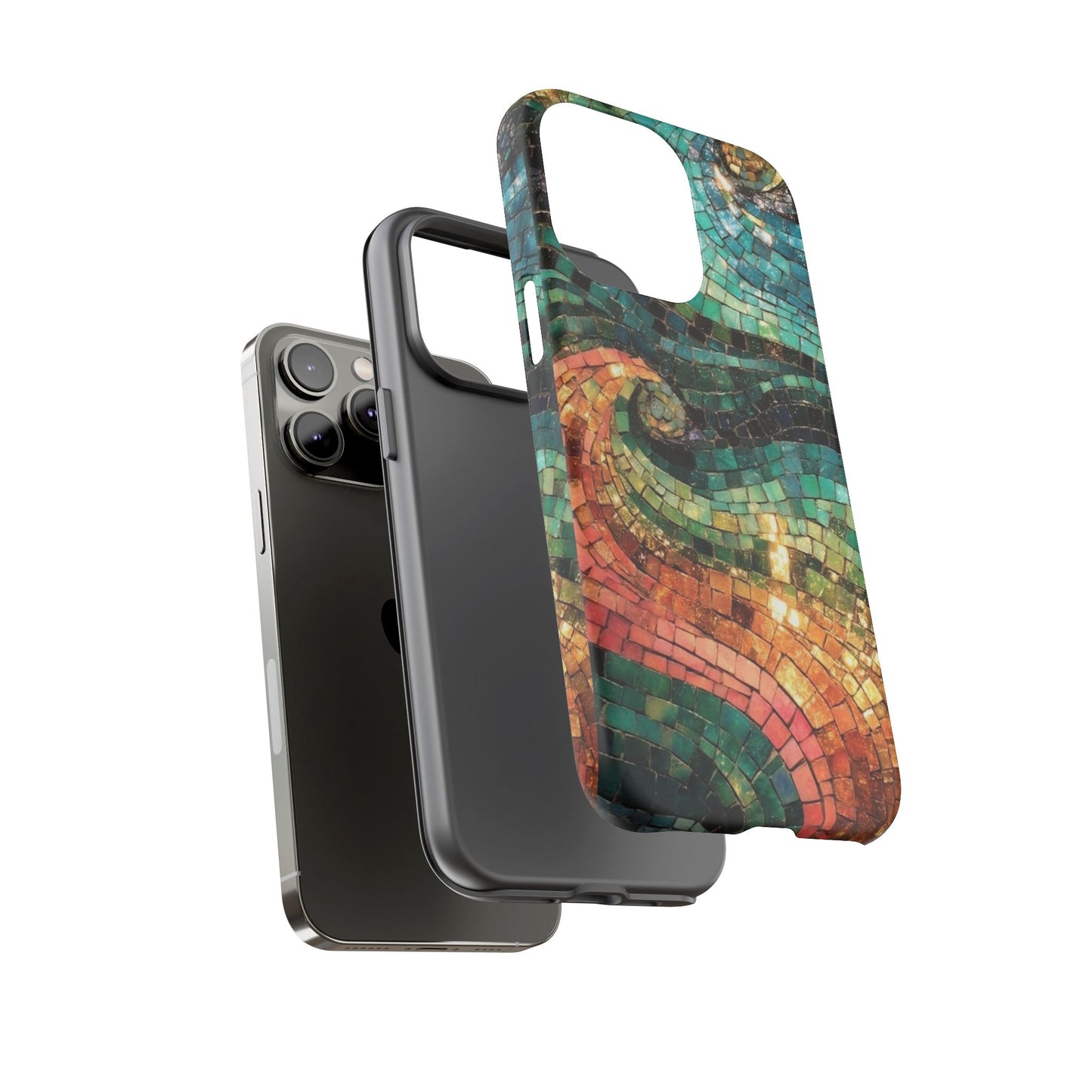 Mosaic Wave Phone Case – Colorful Artistic Tile Design Tough Case
