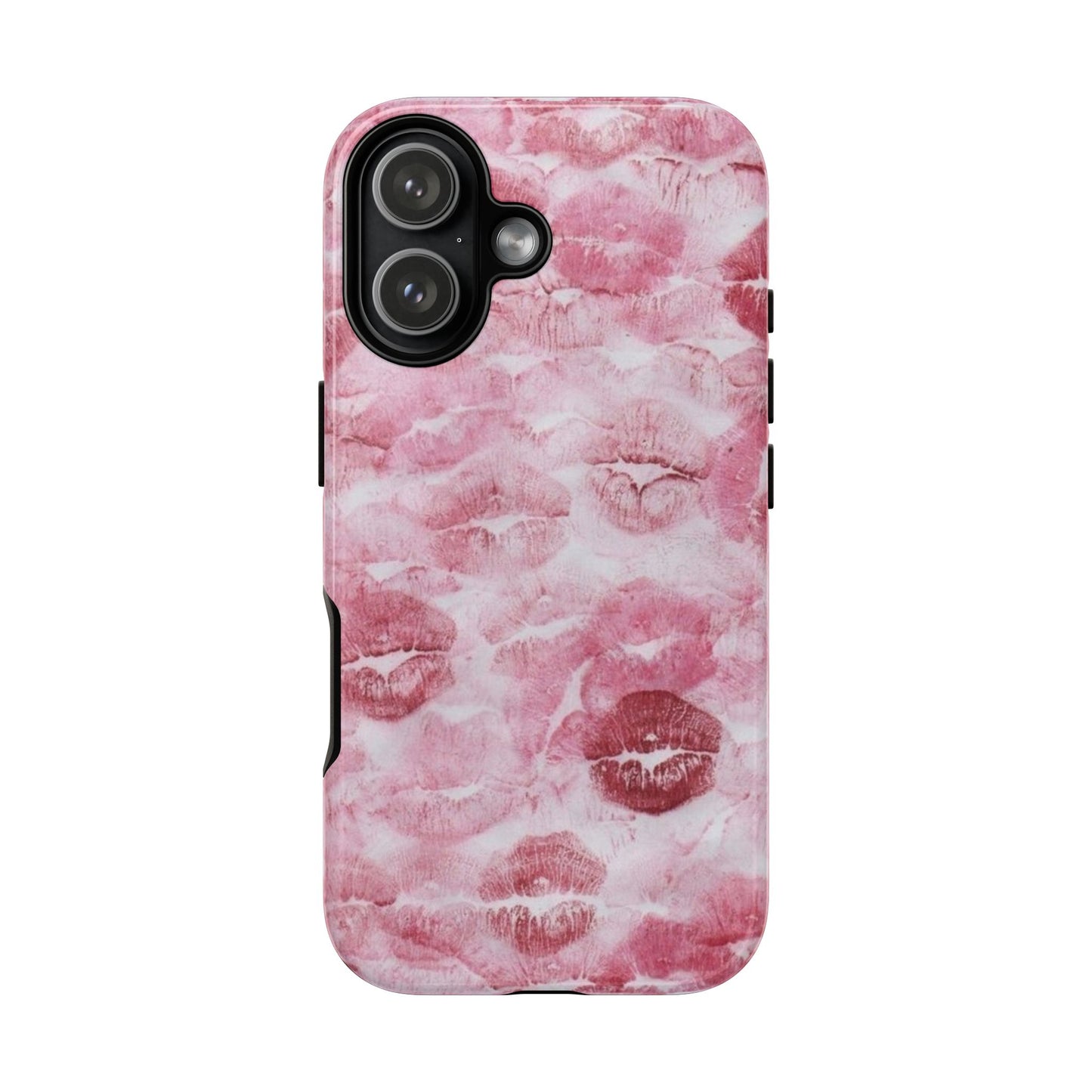 Kiss Print Tough Phone Case — Pink Marble Lip Pattern, Protective iPhone Cover