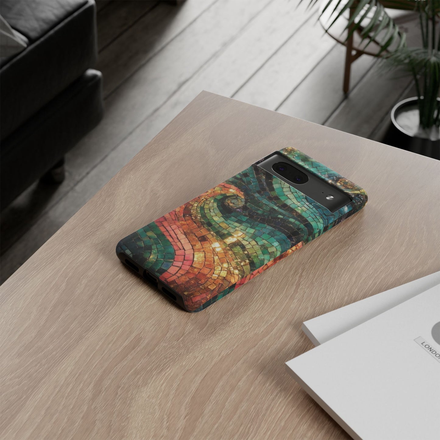 Mosaic Wave Phone Case – Colorful Artistic Tile Design Tough Case