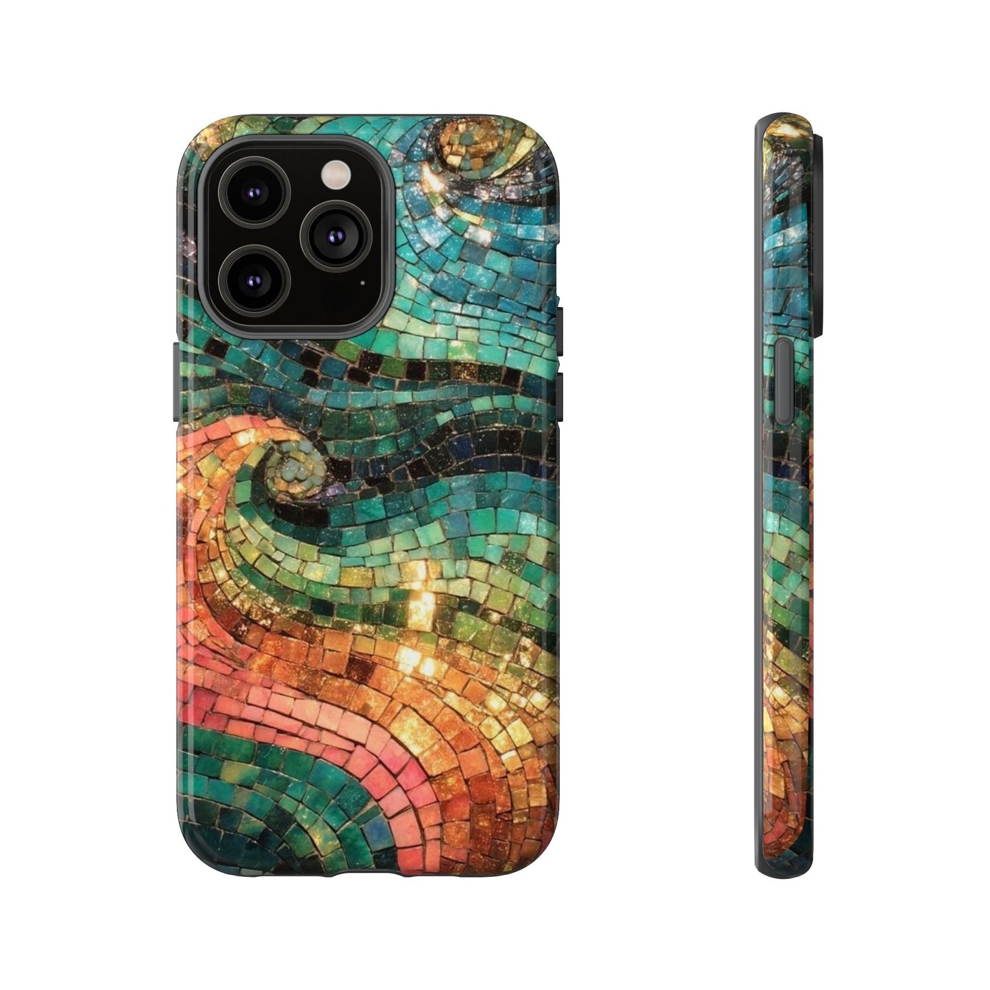 Mosaic Wave Phone Case – Colorful Artistic Tile Design Tough Case