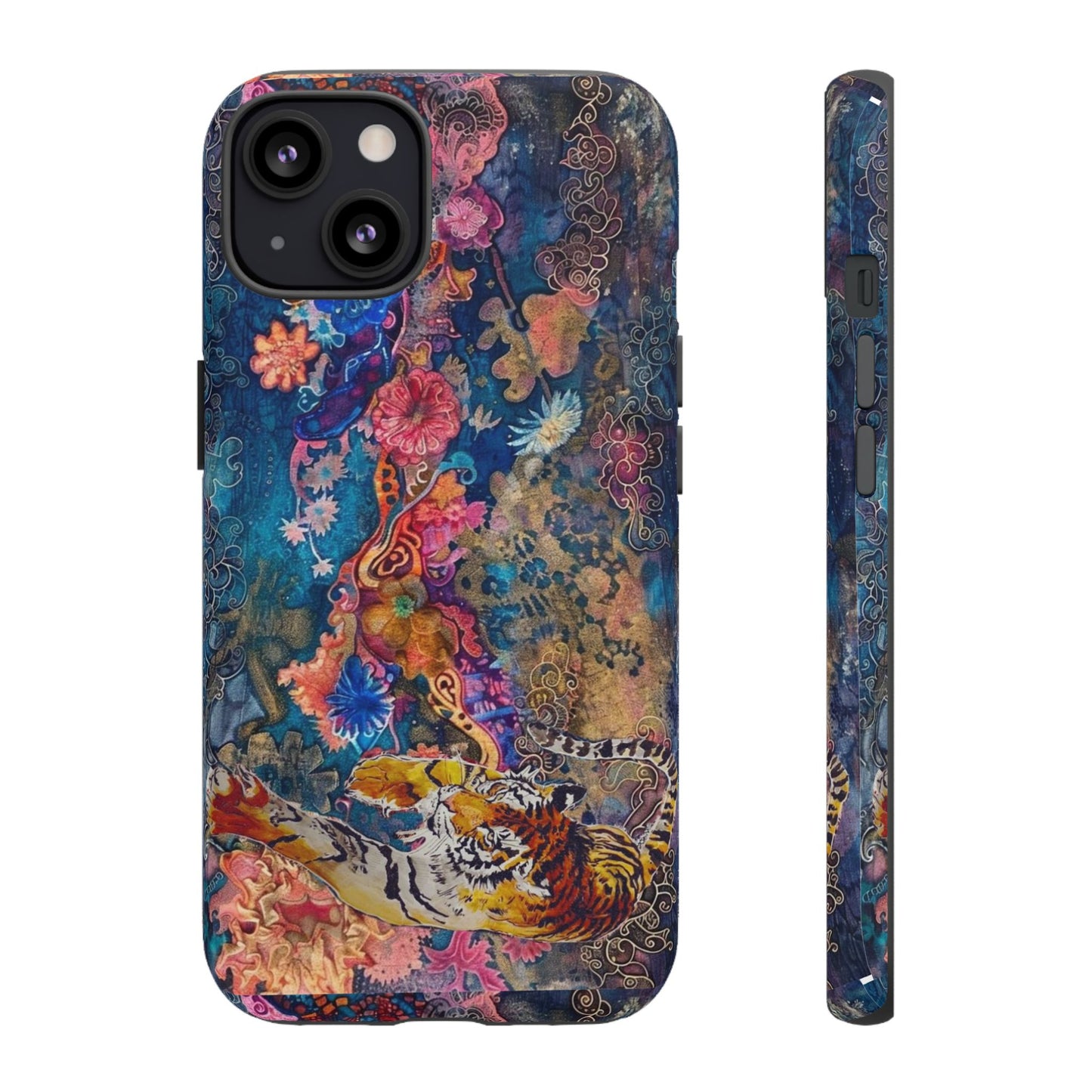 Phone Case - Colorful Floral Tiger Tough Case