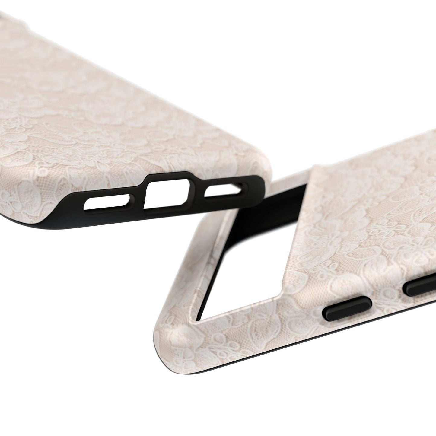 Floral Lace Tough Phone Case – Vintage Ivory Protective Cover