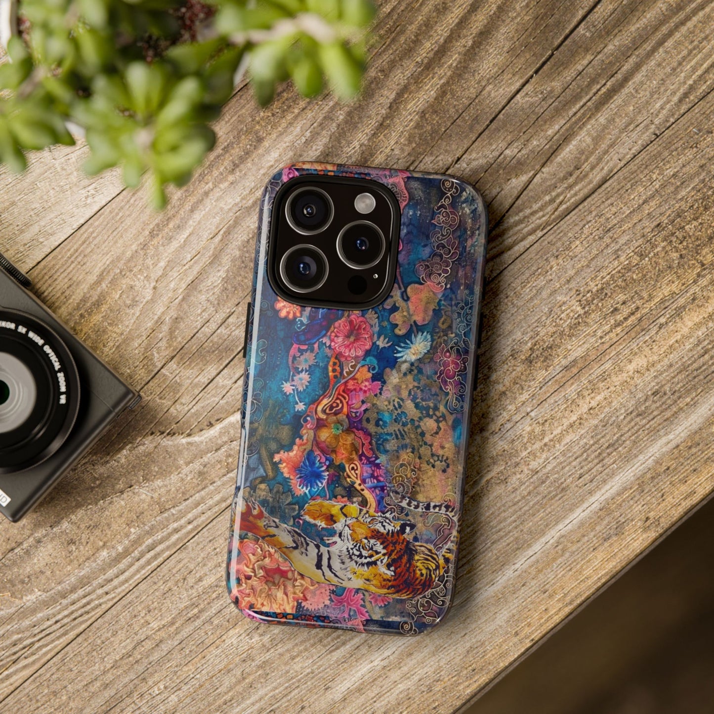 Phone Case - Colorful Floral Tiger Tough Case