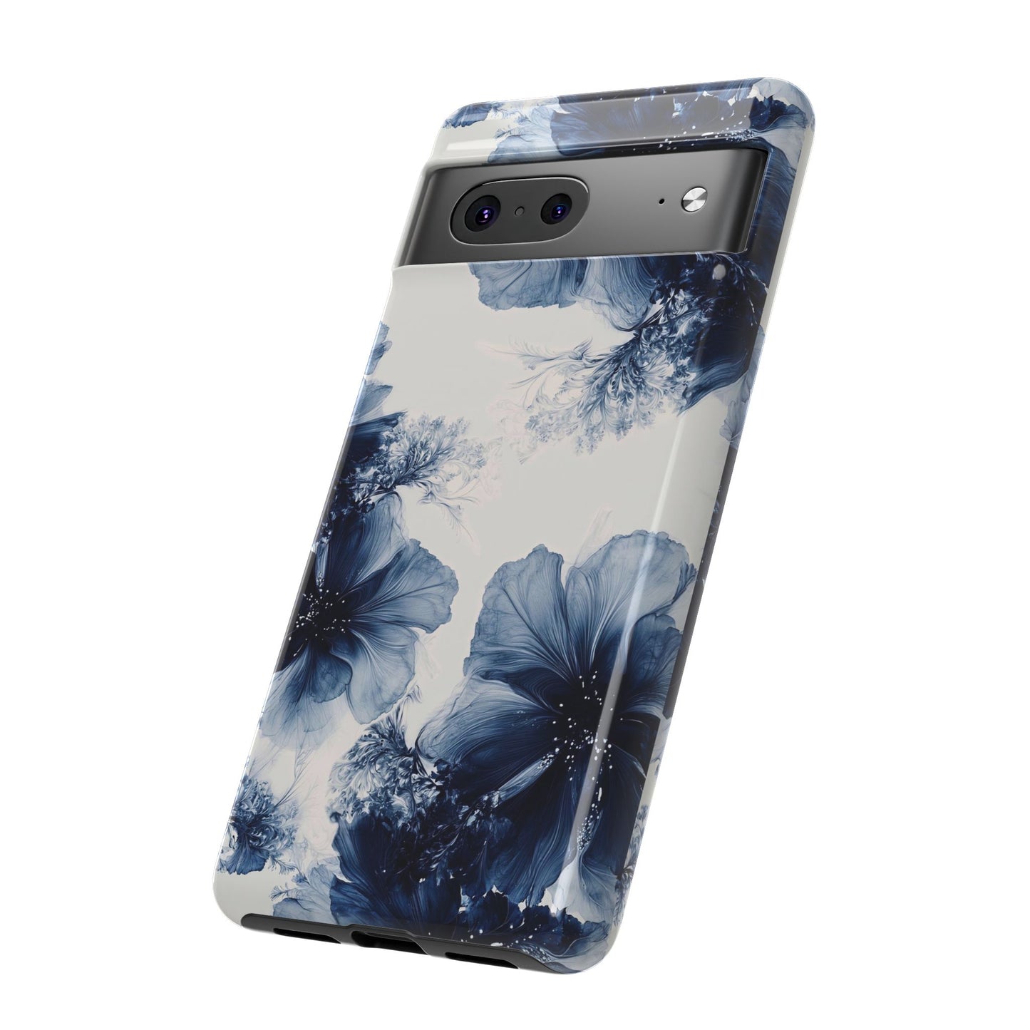 Floral Indigo Tough Phone Case — Blue Botanical Protective Cover