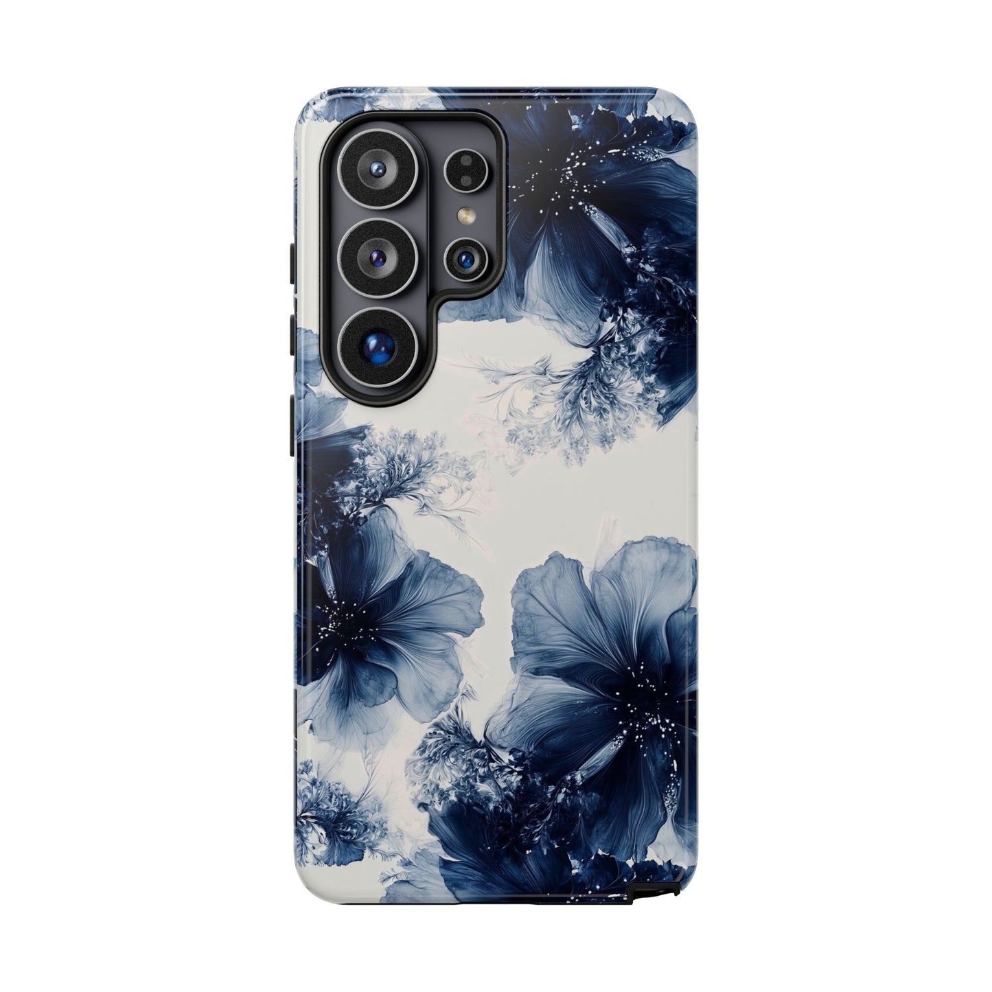 Floral Indigo Tough Phone Case — Blue Botanical Protective Cover