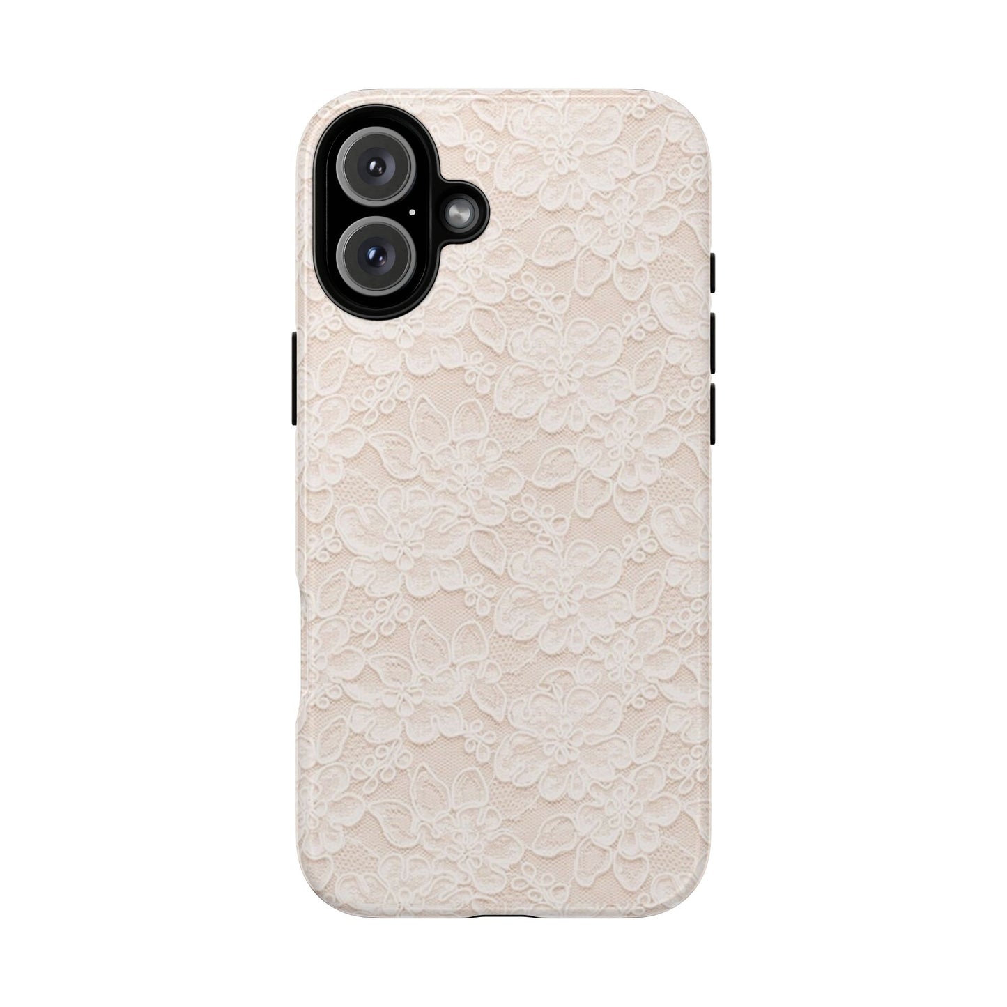 Floral Lace Tough Phone Case – Vintage Ivory Protective Cover