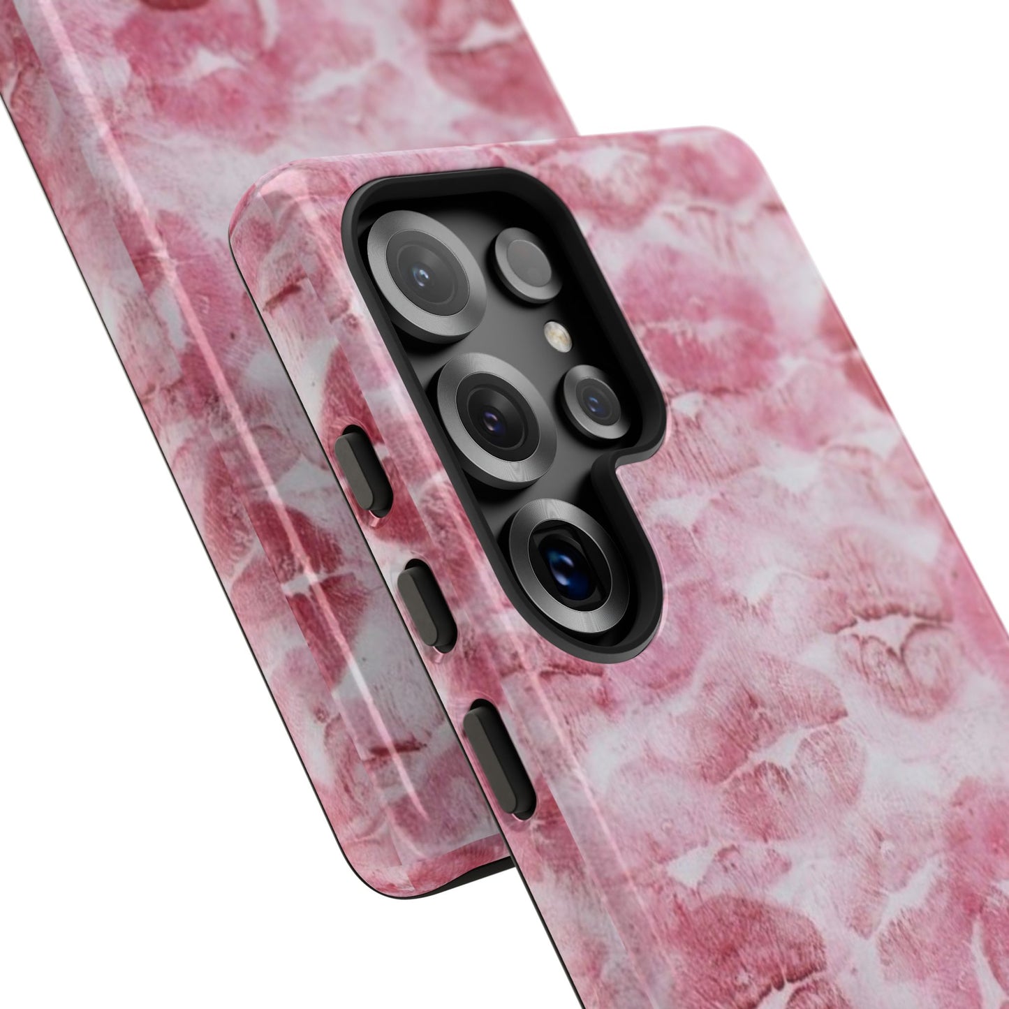 Kiss Print Tough Phone Case — Pink Marble Lip Pattern, Protective iPhone Cover