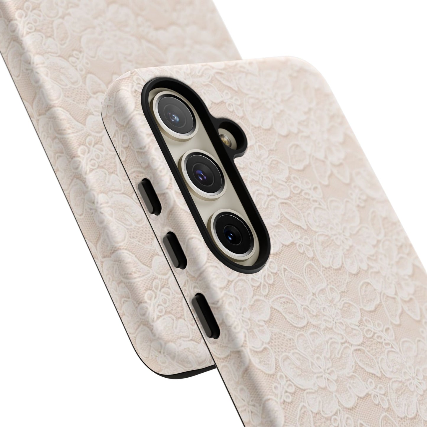 Floral Lace Tough Phone Case – Vintage Ivory Protective Cover