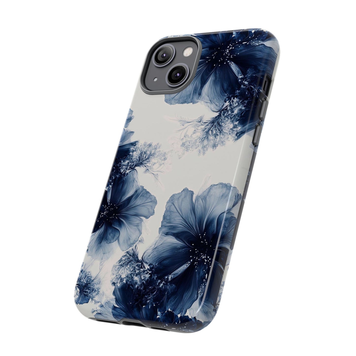 Floral Indigo Tough Phone Case — Blue Botanical Protective Cover