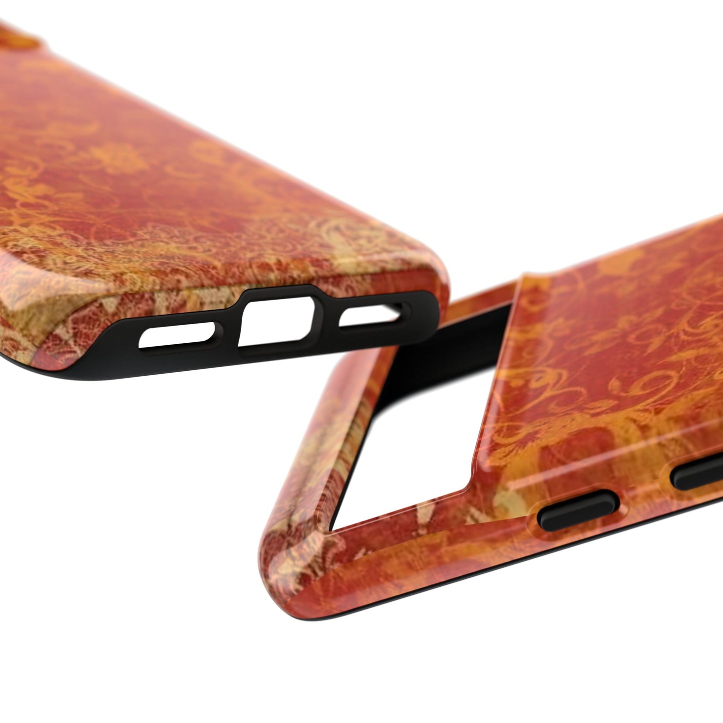 Floral Autumn iPhone Tough Case — Orange Vintage Scroll Design