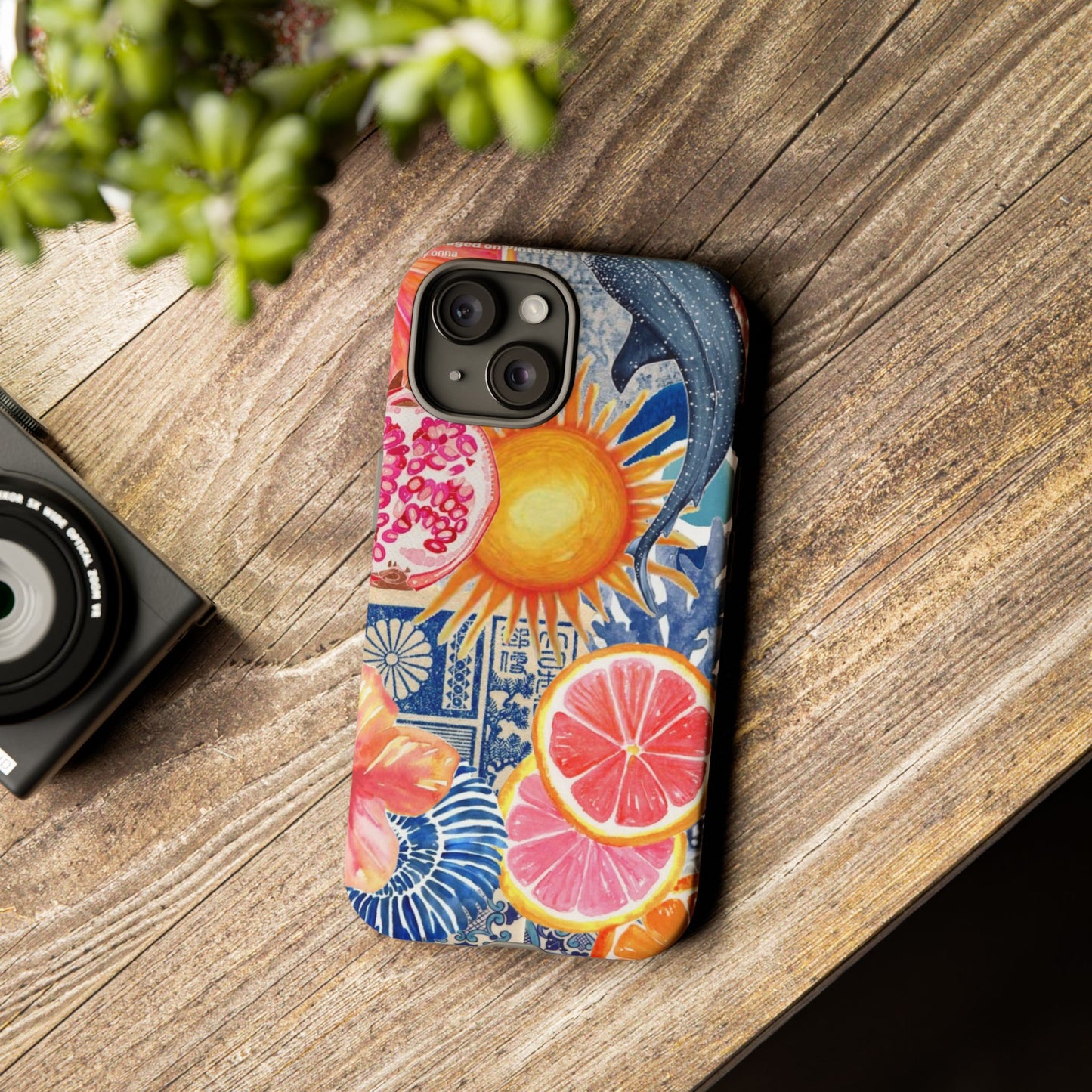 Tough Cases — Tropical Citrus Sun & Dolphin Phone Case