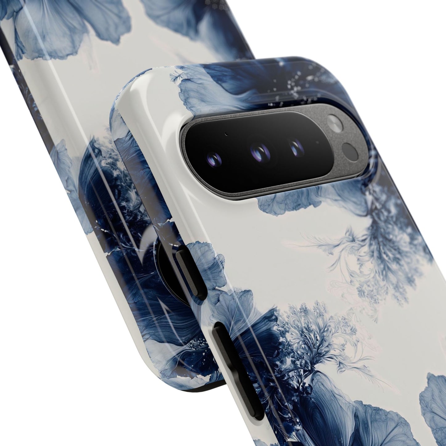 Floral Indigo Tough Phone Case — Blue Botanical Protective Cover