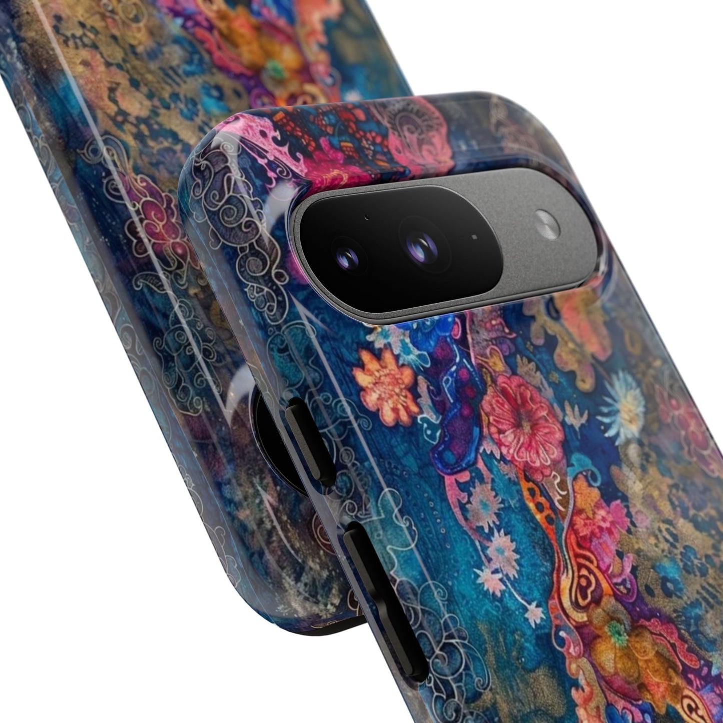 Phone Case - Colorful Floral Tiger Tough Case