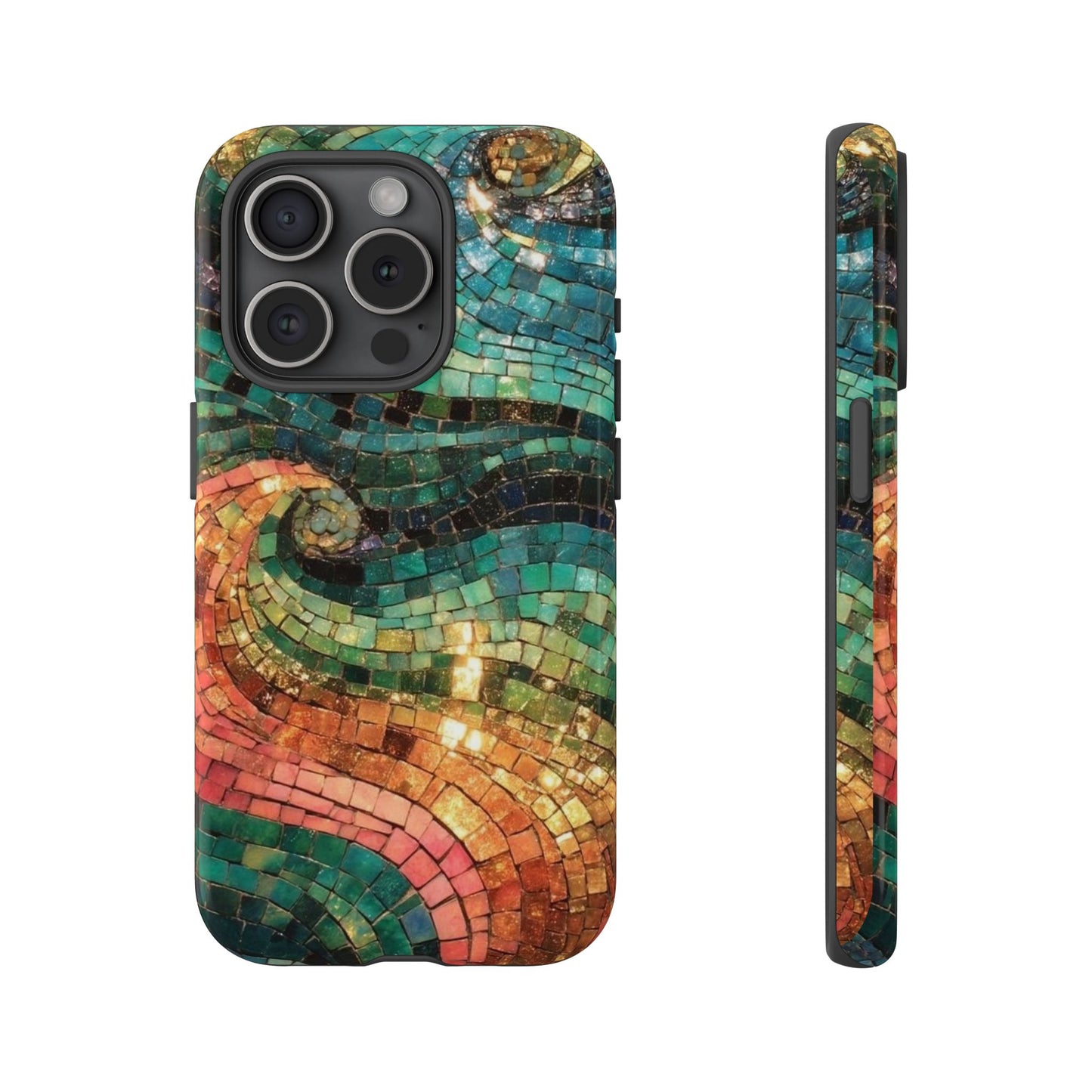 Mosaic Wave Phone Case – Colorful Artistic Tile Design Tough Case