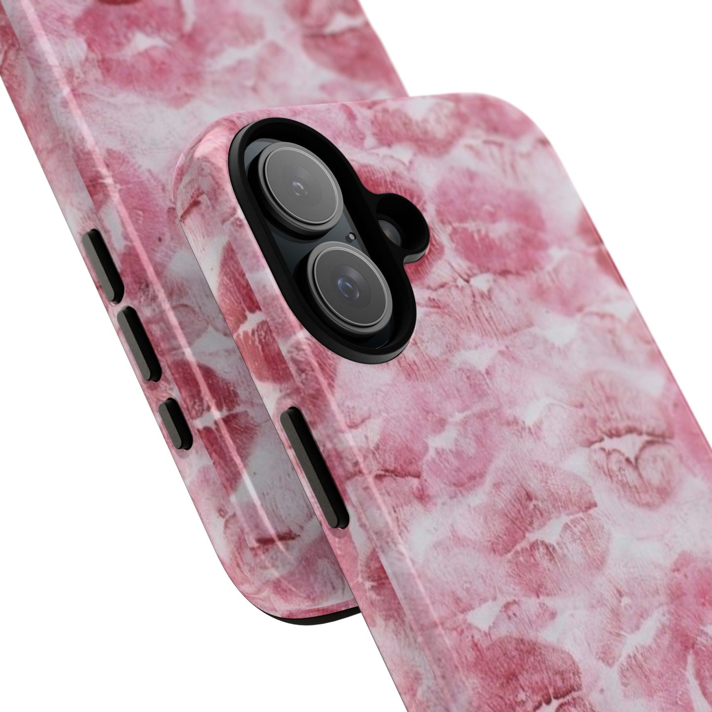 Kiss Print Tough Phone Case — Pink Marble Lip Pattern, Protective iPhone Cover
