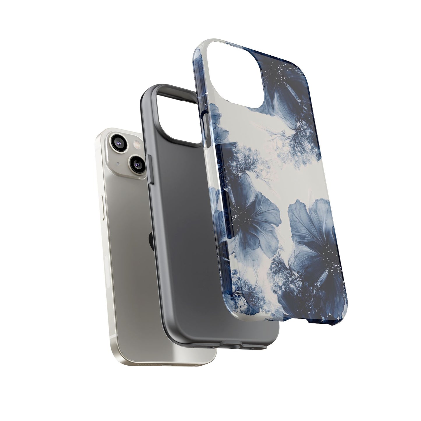 Floral Indigo Tough Phone Case — Blue Botanical Protective Cover