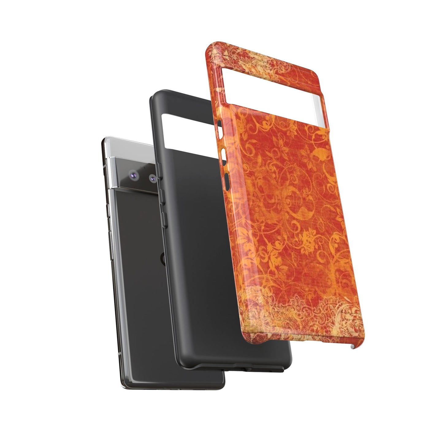 Floral Autumn iPhone Tough Case — Orange Vintage Scroll Design