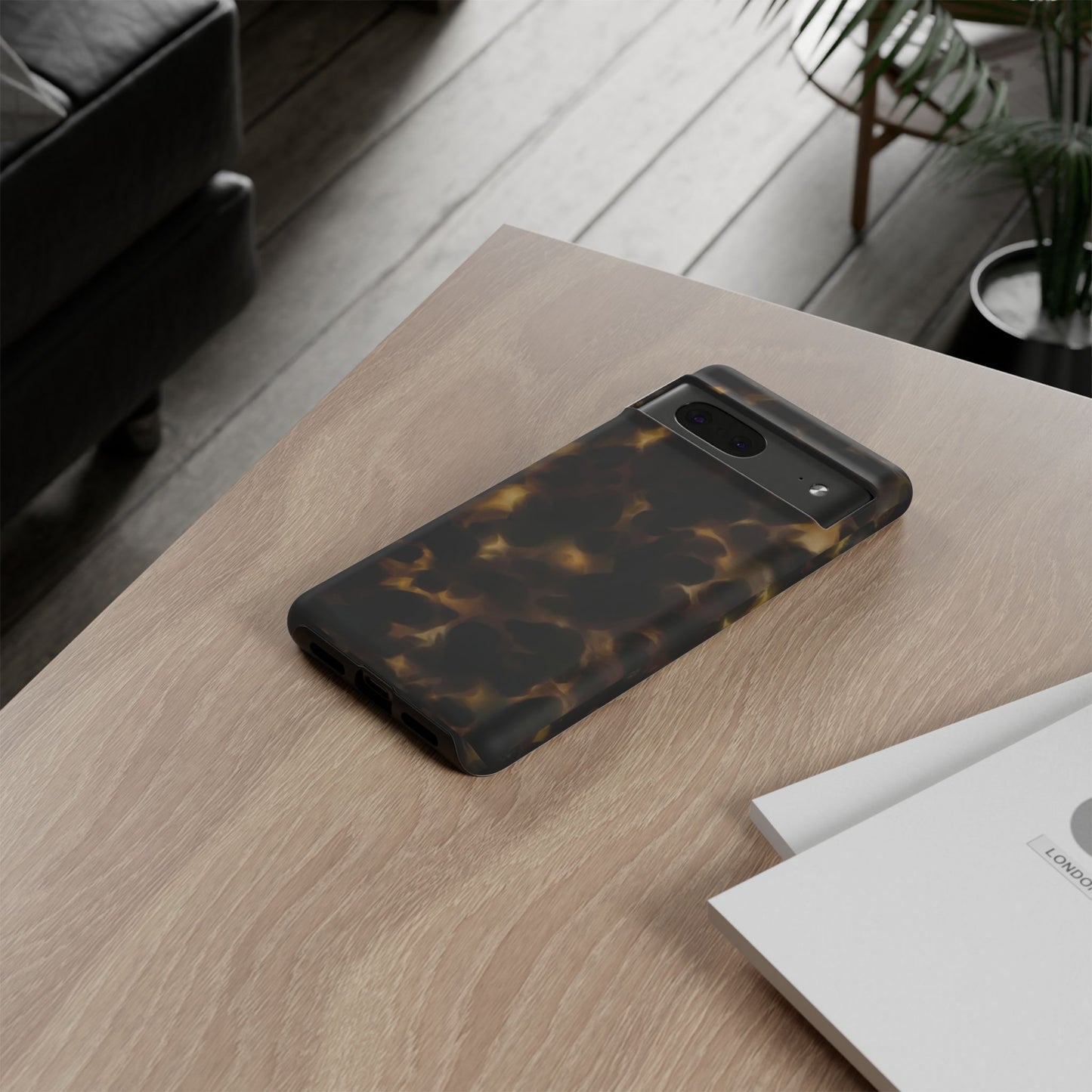 Tortoiseshell Phone Case — Protective Tough Case with Classic Brown Pattern