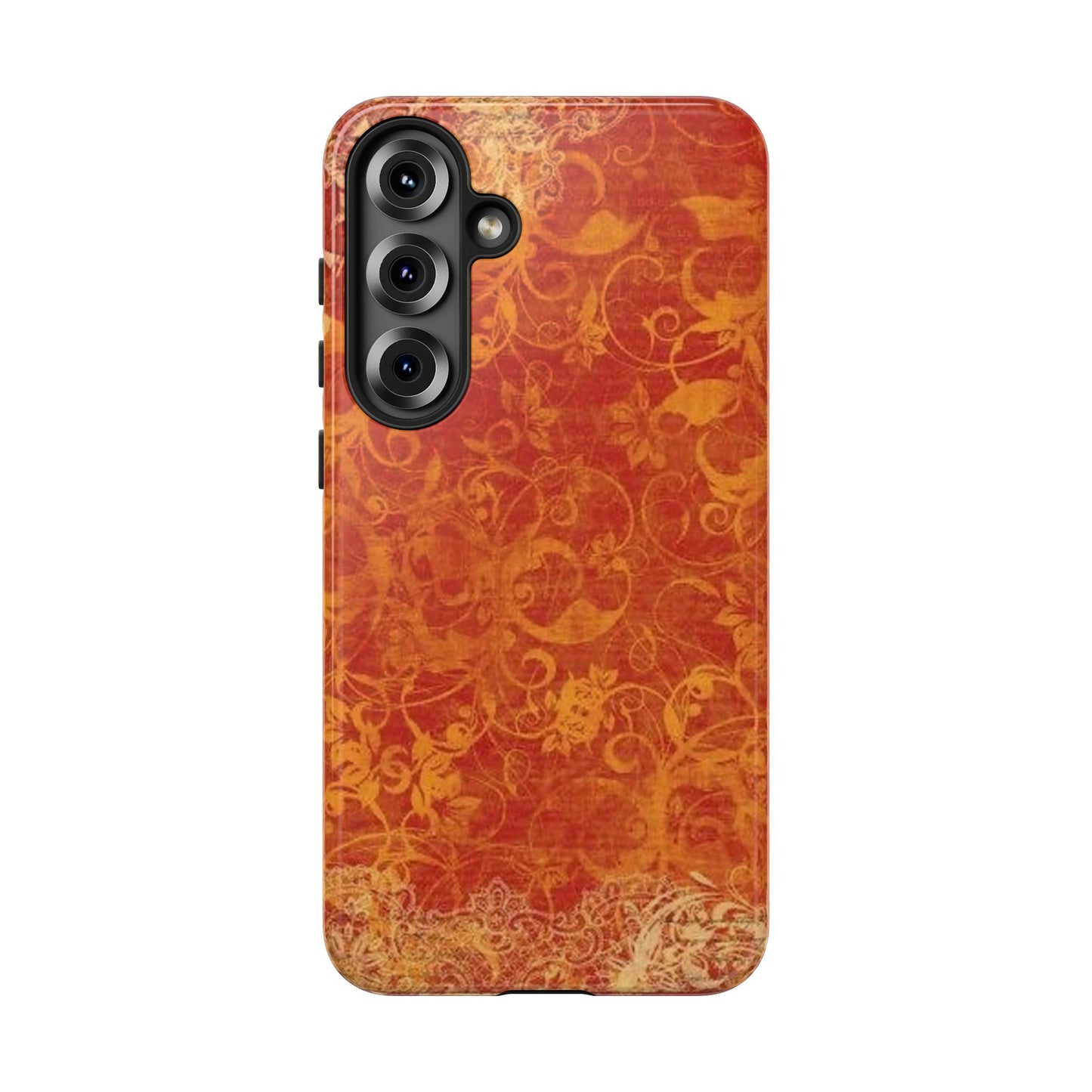Floral Autumn iPhone Tough Case — Orange Vintage Scroll Design