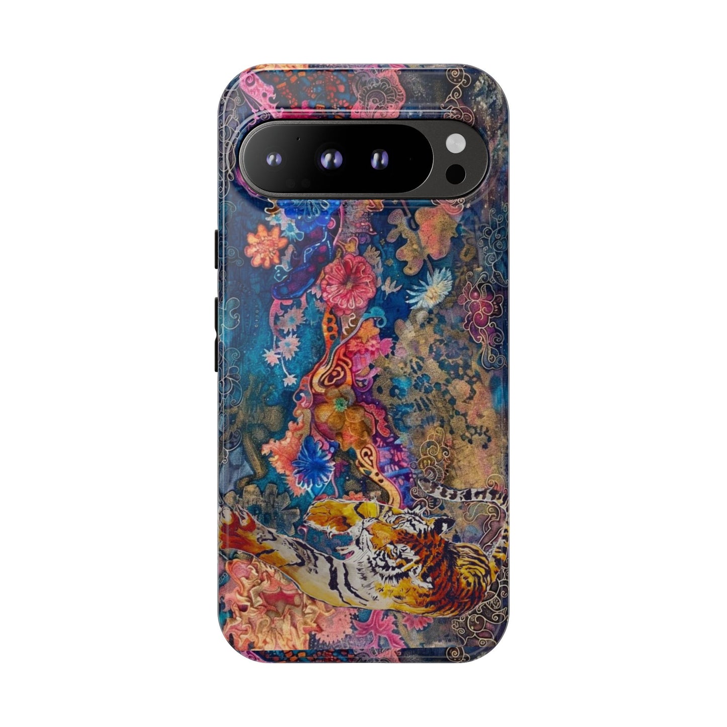 Phone Case - Colorful Floral Tiger Tough Case