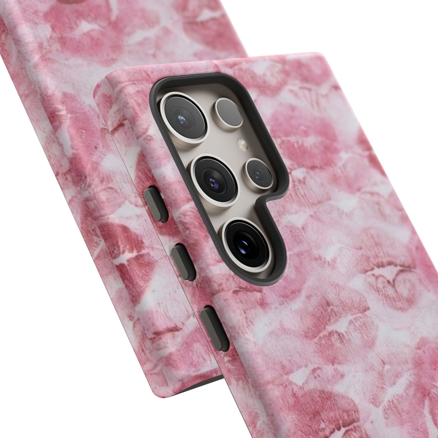 Kiss Print Tough Phone Case — Pink Marble Lip Pattern, Protective iPhone Cover