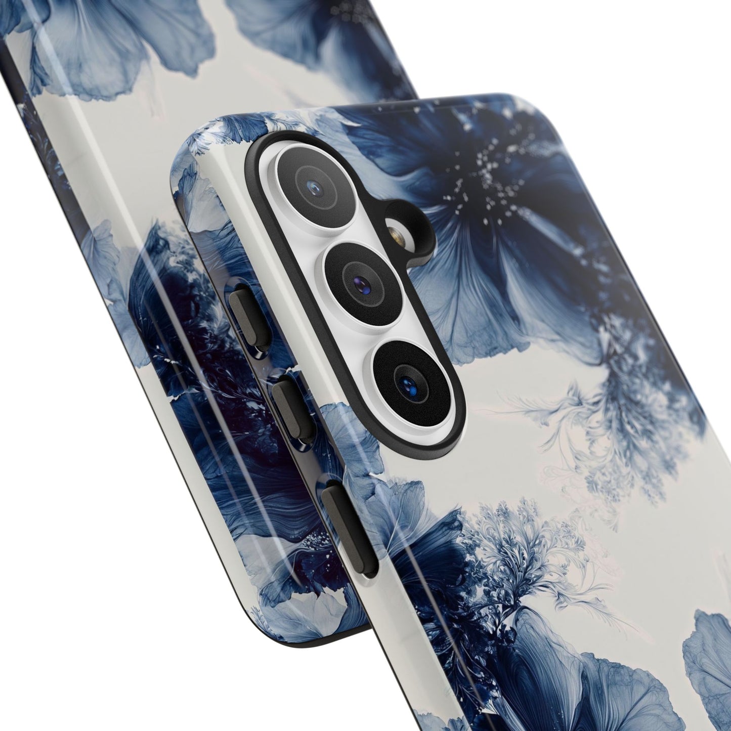 Floral Indigo Tough Phone Case — Blue Botanical Protective Cover