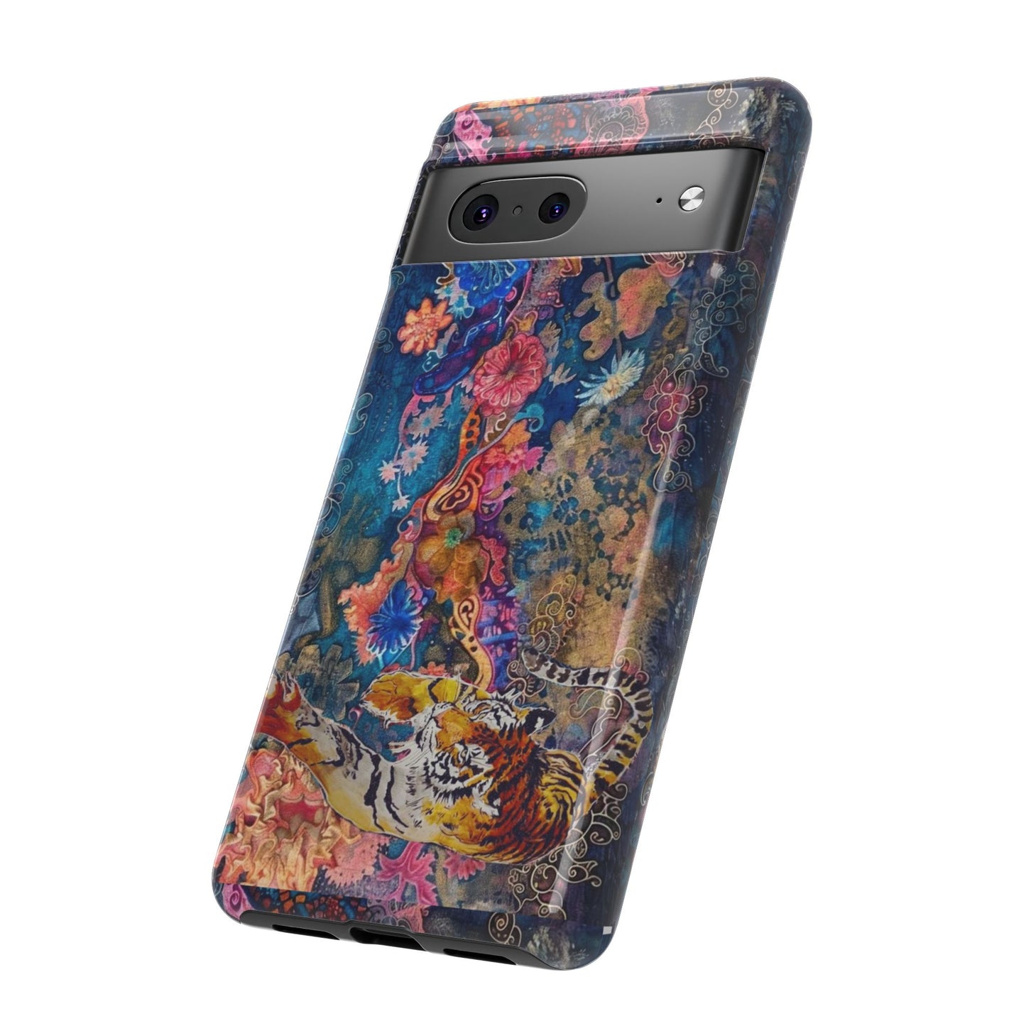 Phone Case - Colorful Floral Tiger Tough Case
