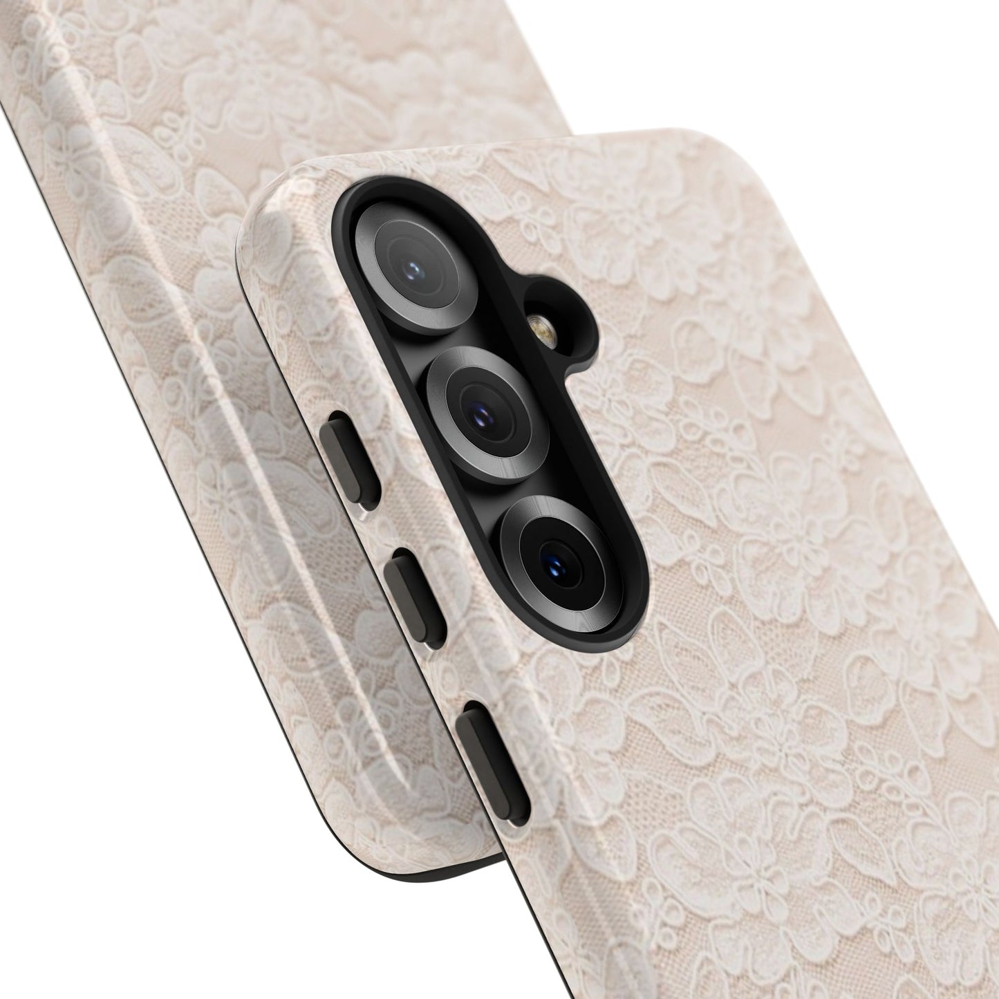 Floral Lace Tough Phone Case – Vintage Ivory Protective Cover